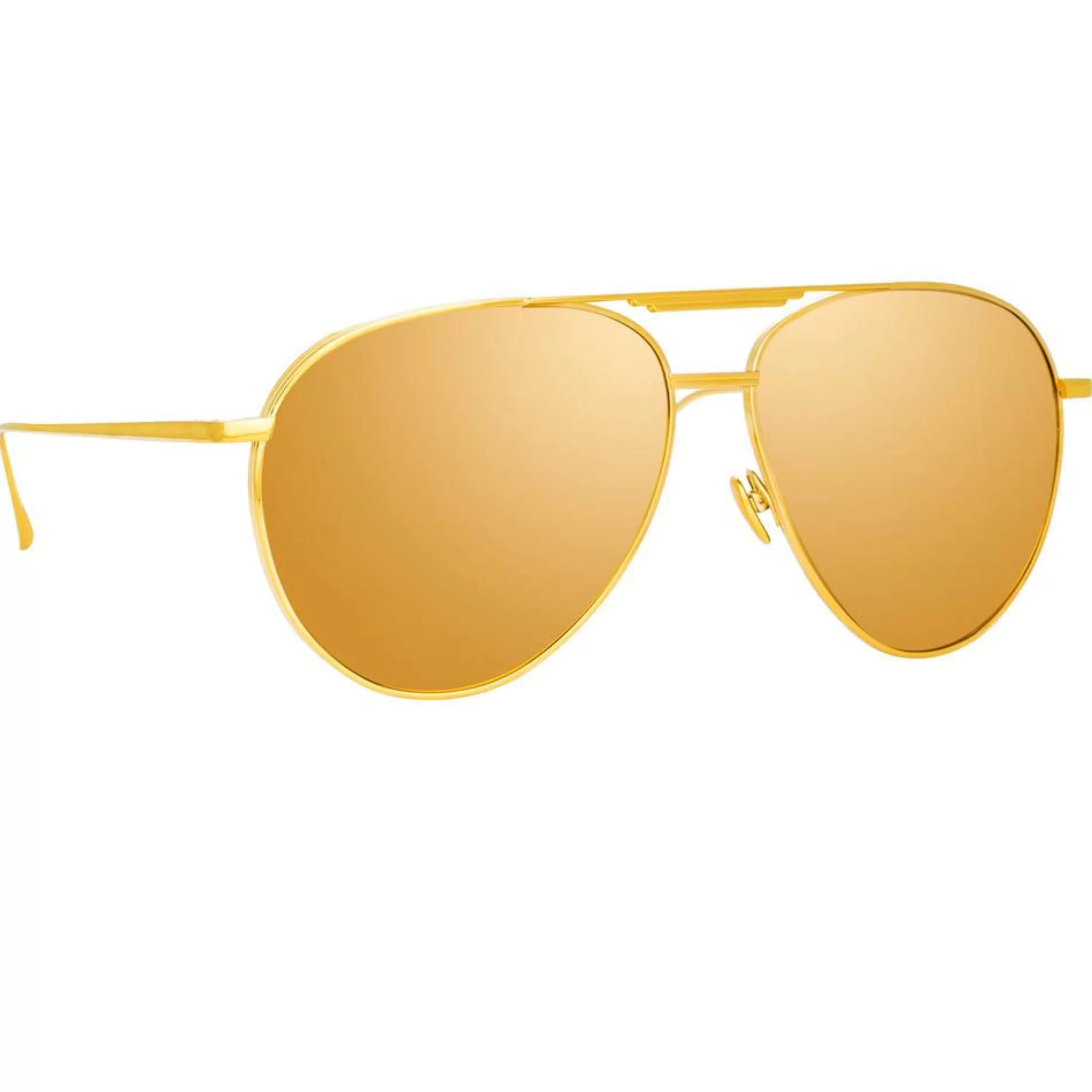 Linda Farrow Carter Aviator Sunglasses in Yellow Gold