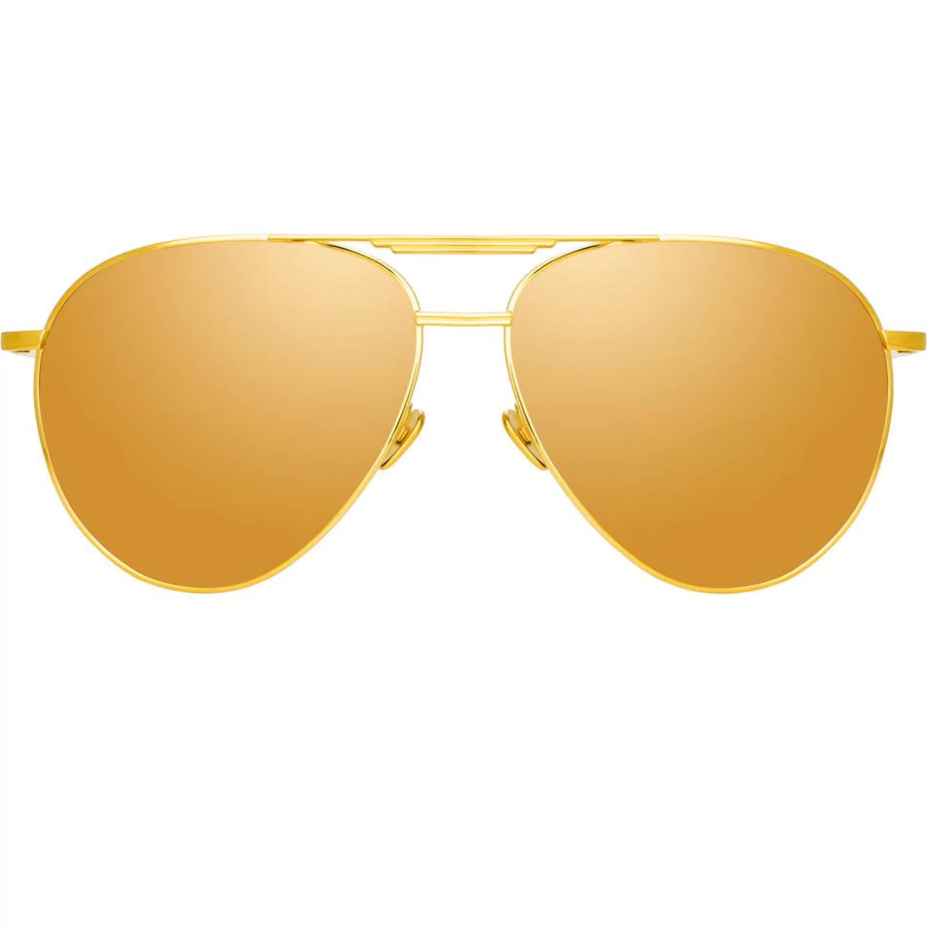 Linda Farrow Carter Aviator Sunglasses in Yellow Gold