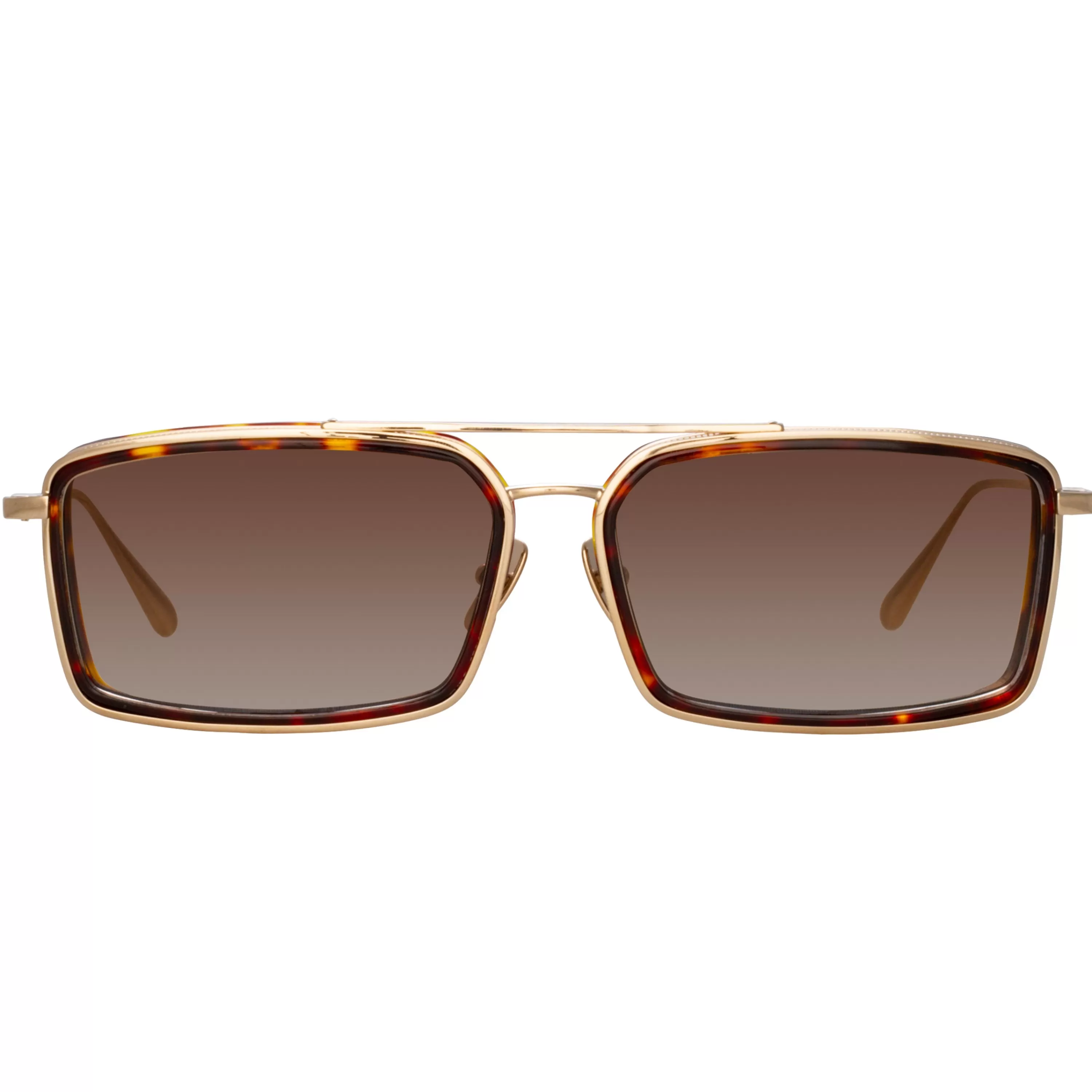 Women LINDA FARROW (U.K.) Cassia Rectangular Sunglasses in Light Gold