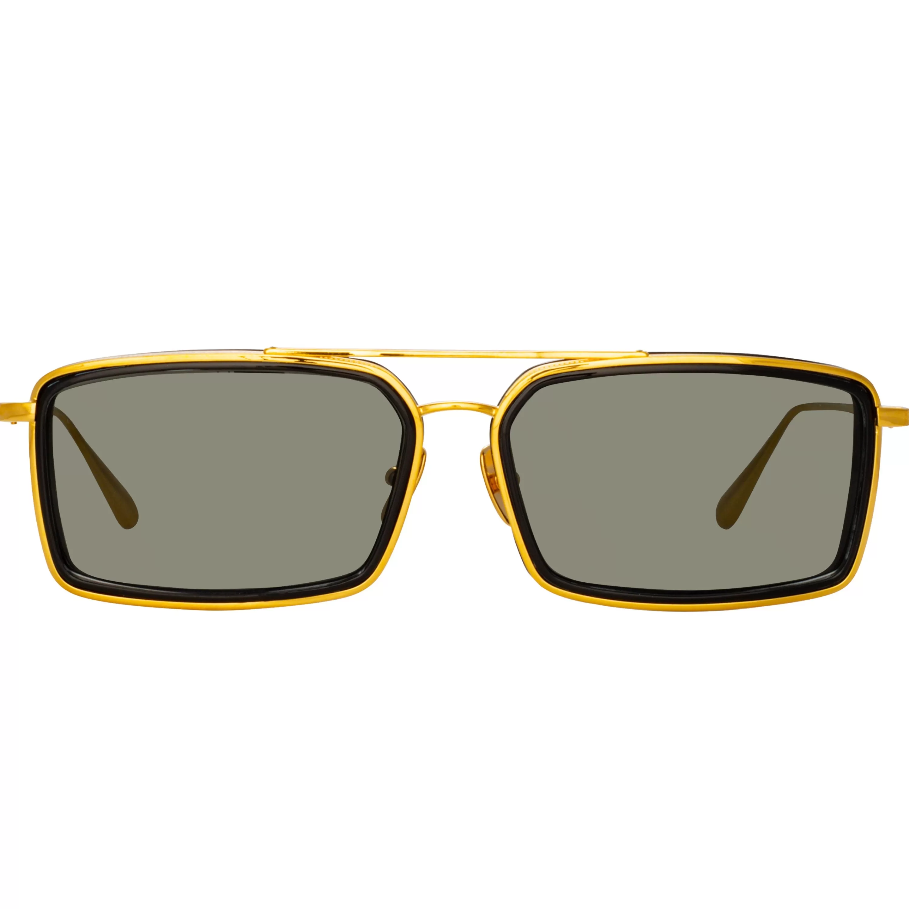 Women LINDA FARROW (U.K.) Cassia Rectangular Sunglasses in Yellow Gold