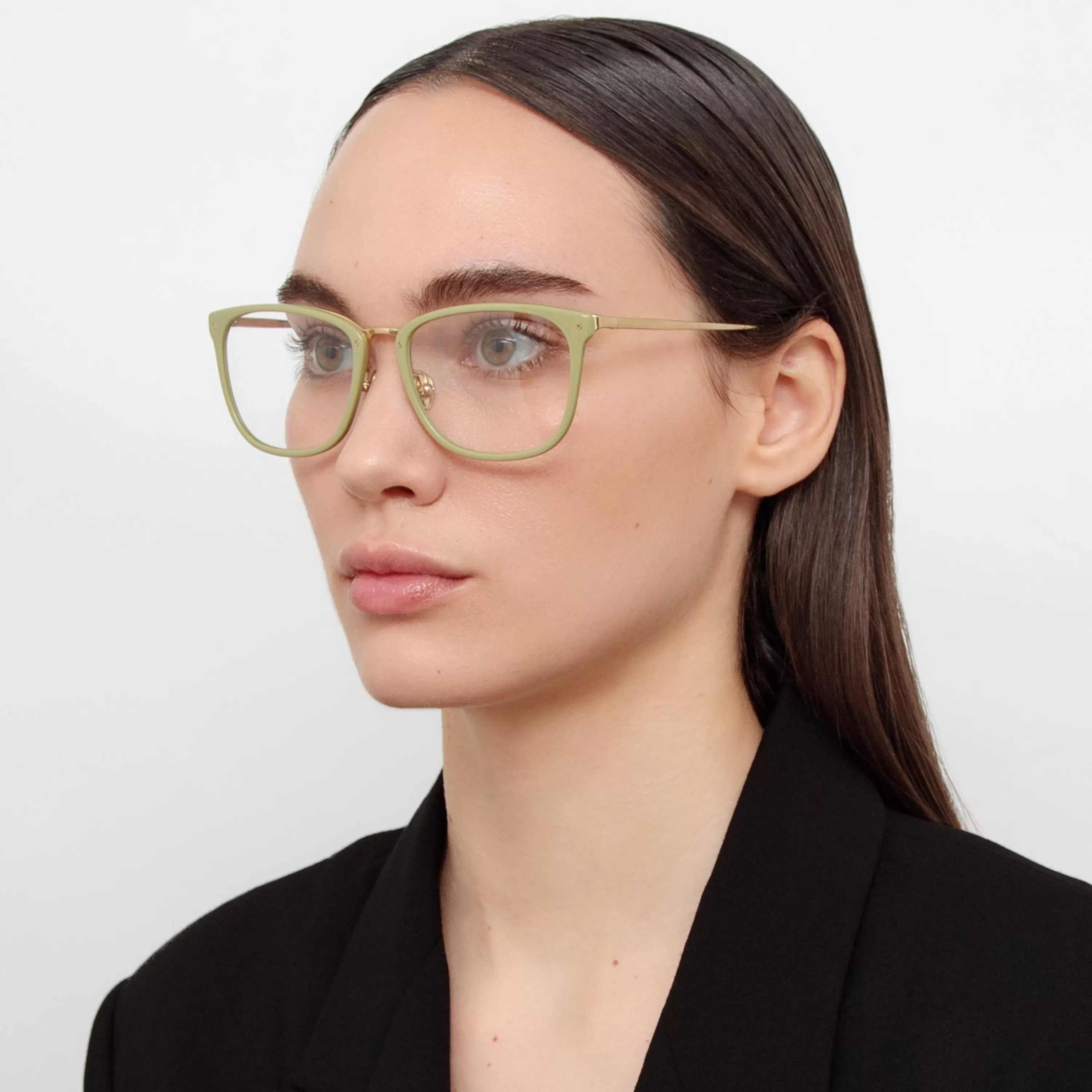 Women LINDA FARROW (U.K.) Cassin Optical D-Frame in Sage