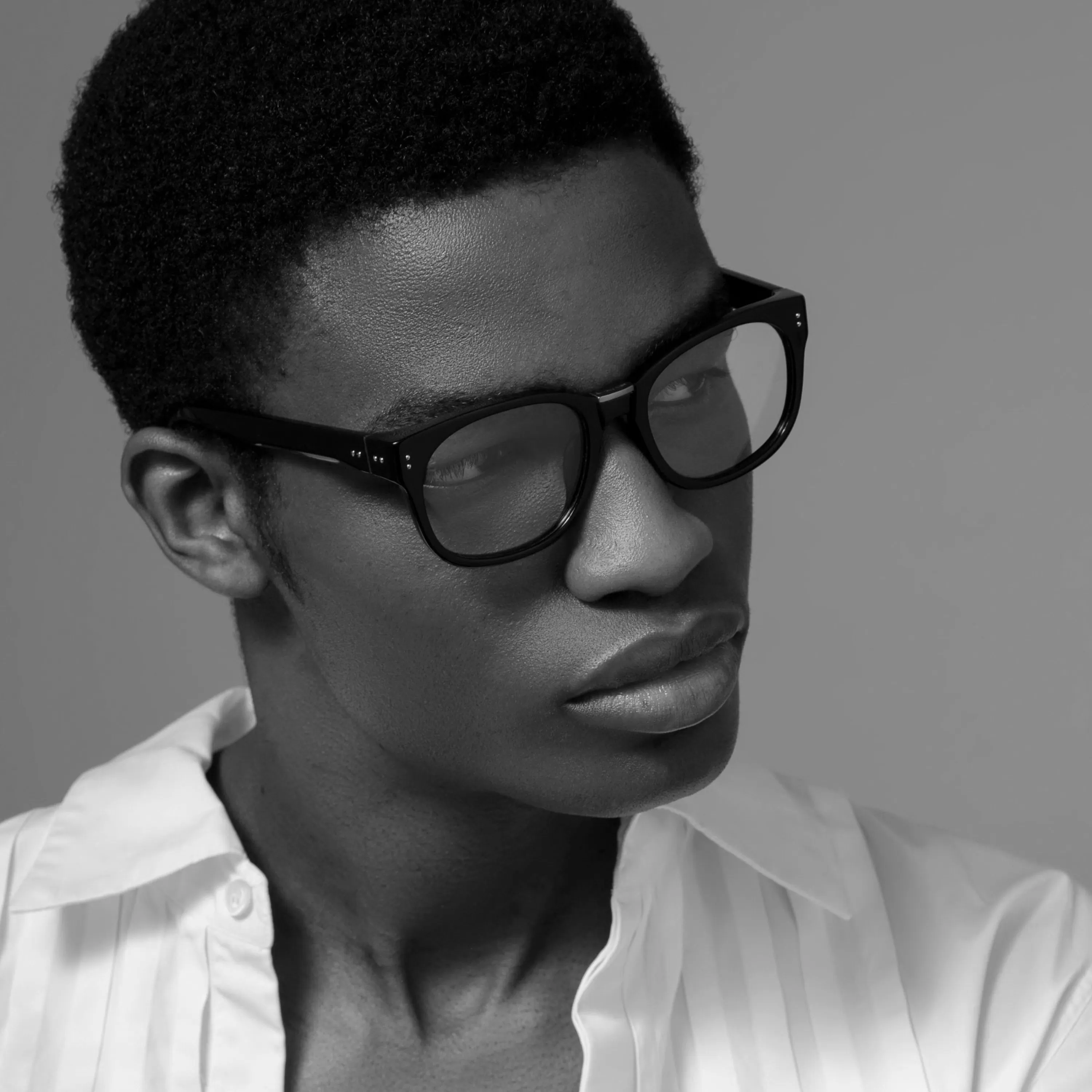 LINDA FARROW (U.K.) Cedric Rectangular Optical Frames in Black and Nickel