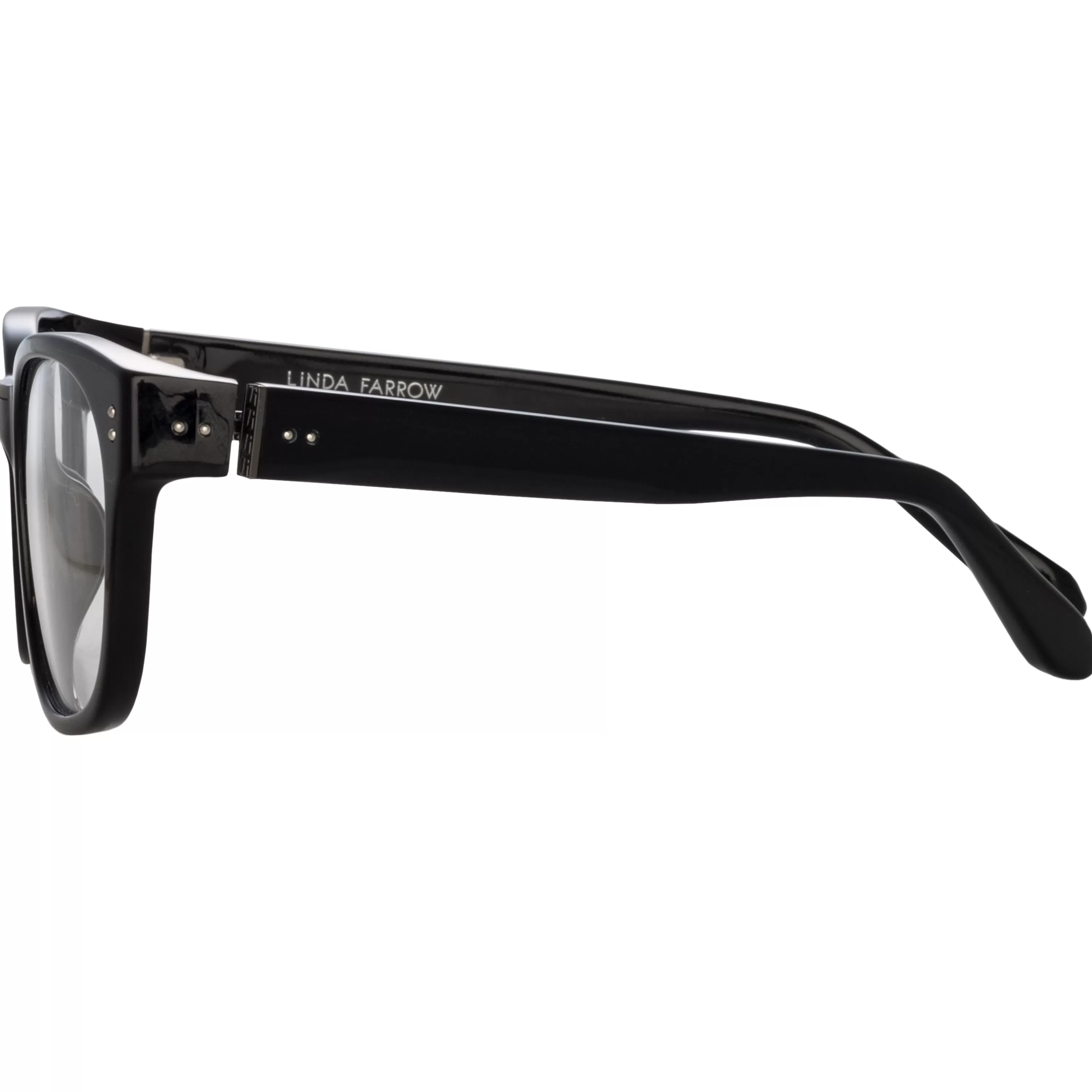 cedric_rectangular_optical_frames_in_black_and_nickel_2.webp LINDA FARROW (U.K.) Cedric Rectangular Optical Frames in Black and Nickel