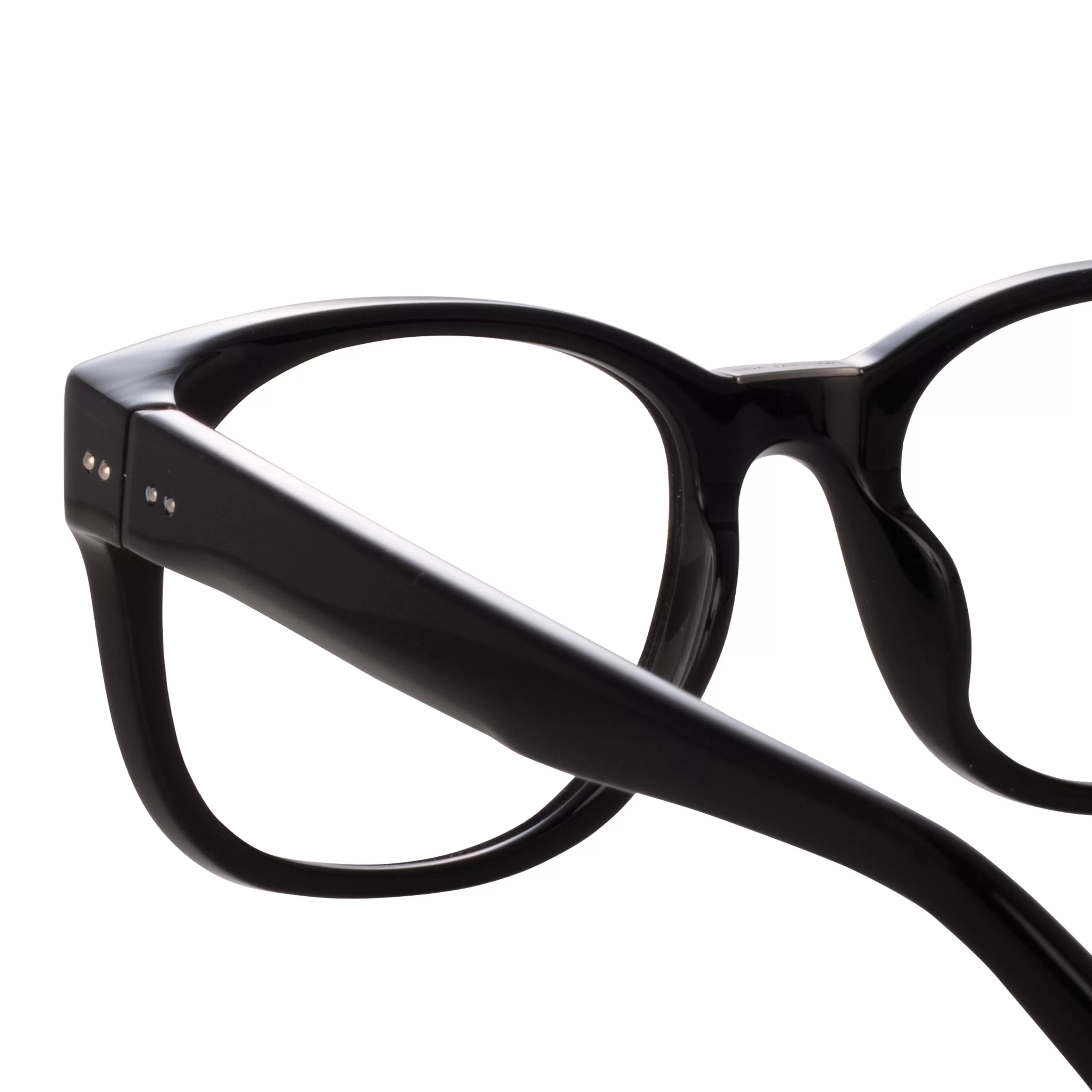 cedric_rectangular_optical_frames_in_black_and_nickel_3.webp LINDA FARROW (U.K.) Cedric Rectangular Optical Frames in Black and Nickel