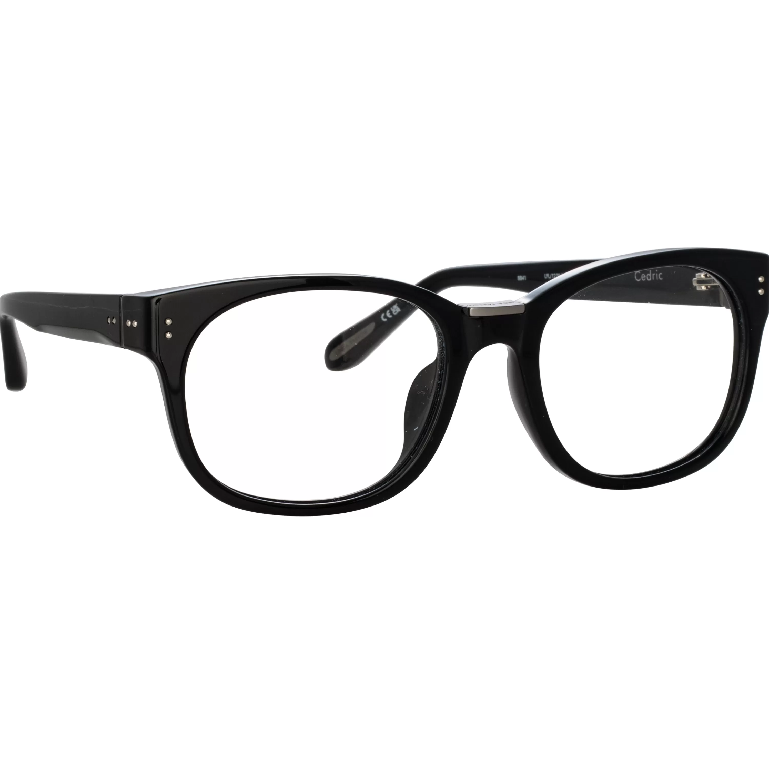 cedric_rectangular_optical_frames_in_black_and_nickel_4.webp LINDA FARROW (U.K.) Cedric Rectangular Optical Frames in Black and Nickel