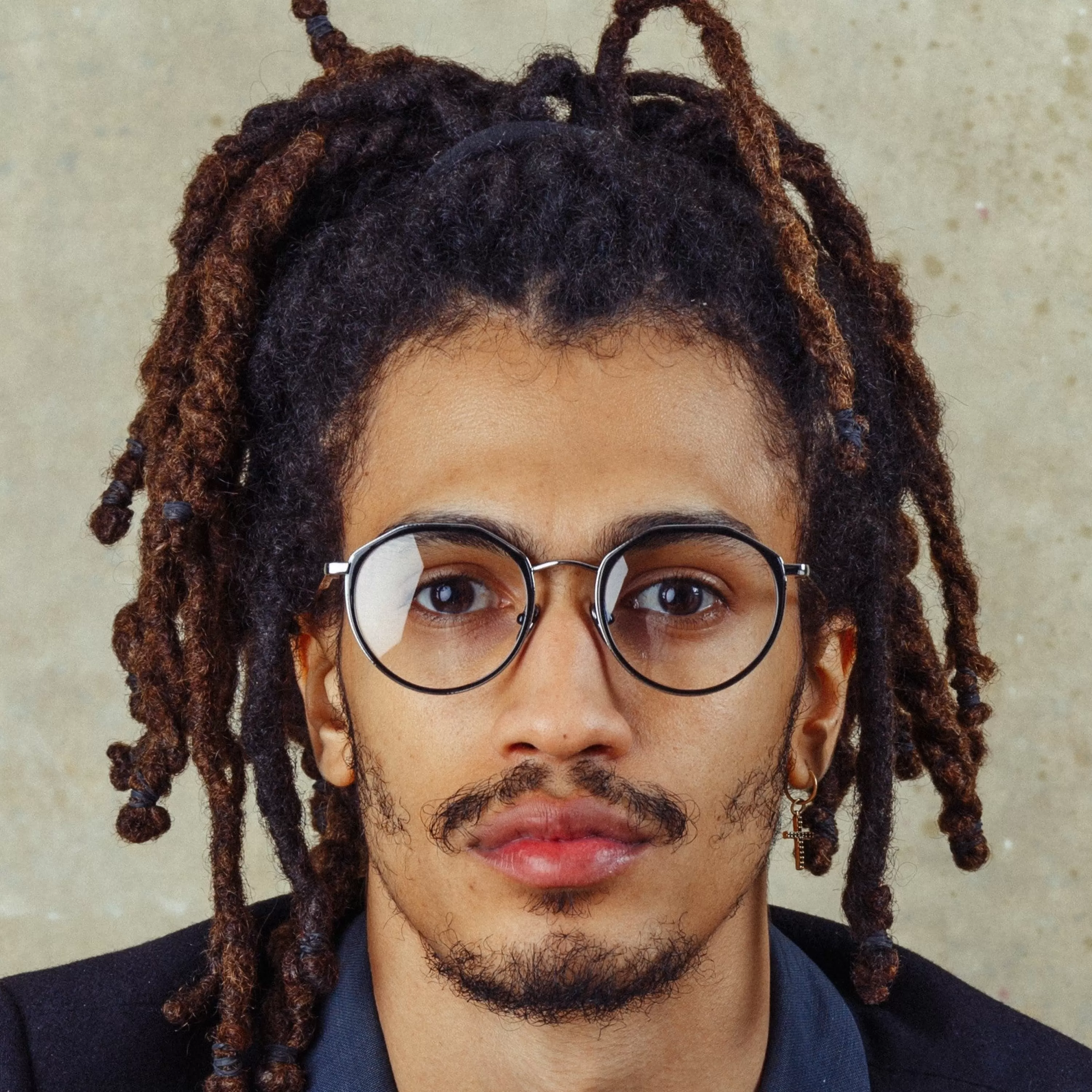 LINDA FARROW (U.K.) Cesar Angular Optical Frame in White Gold and Black