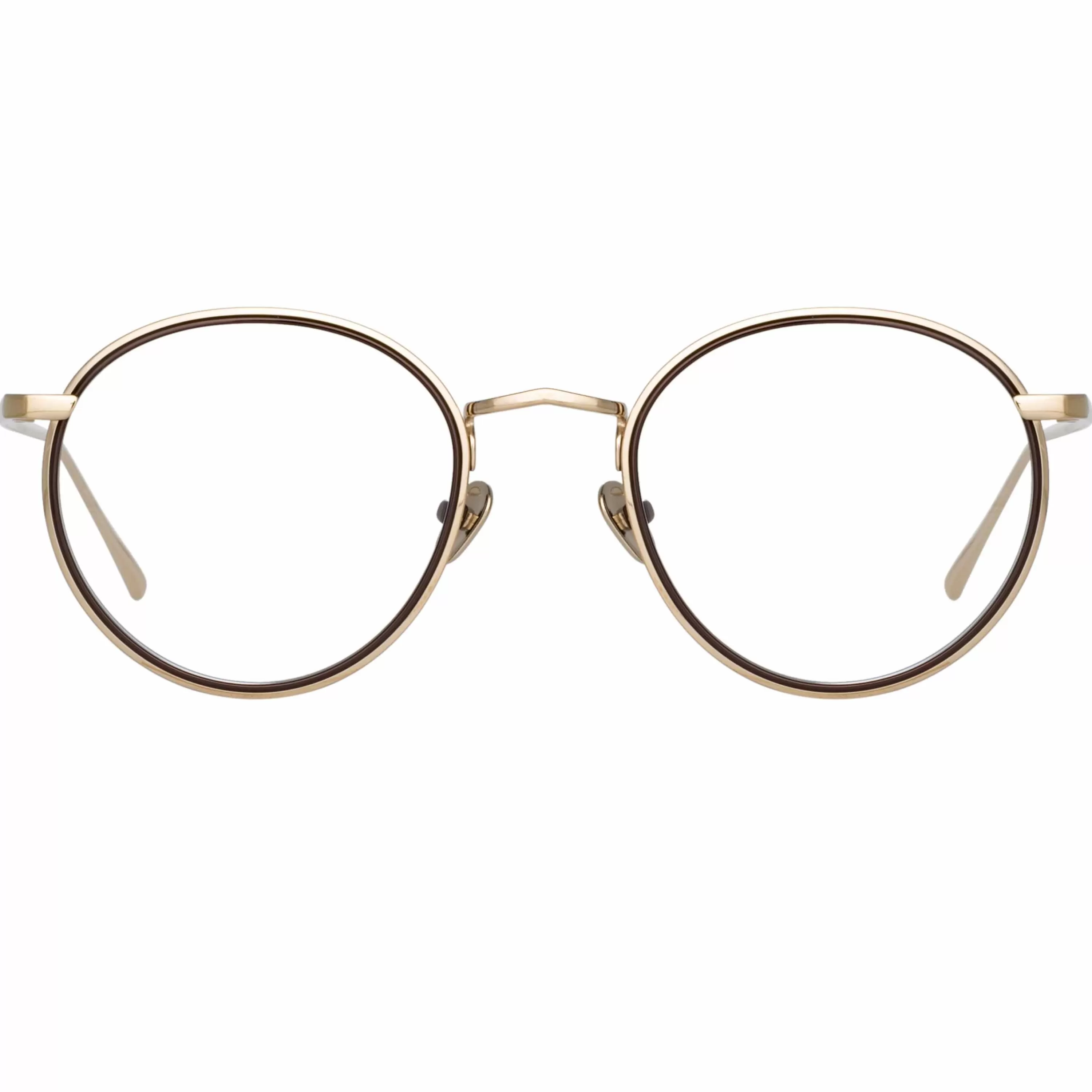 Women LINDA FARROW (U.K.) Comer Optical Oval Frame in Light Gold