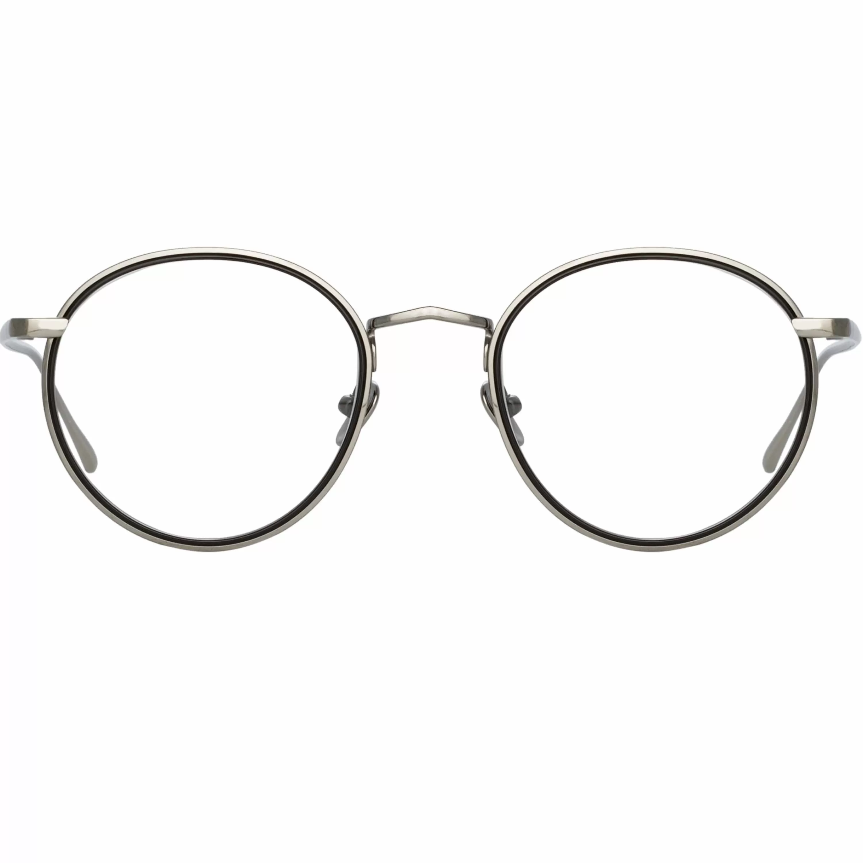 LINDA FARROW (U.K.) Comer Optical Oval Frame in White Gold