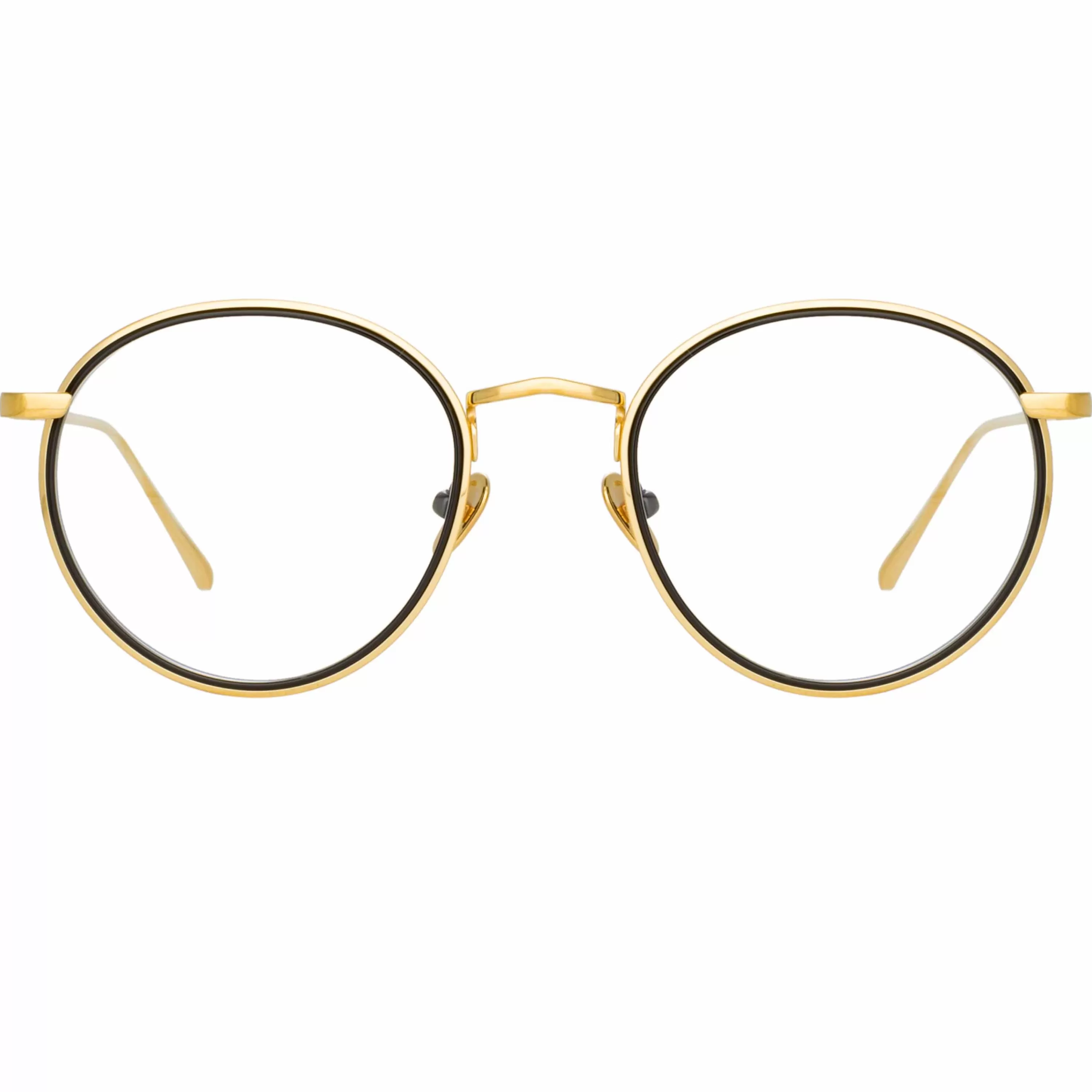 LINDA FARROW (U.K.) Comer Optical Oval Frame in Yellow Gold