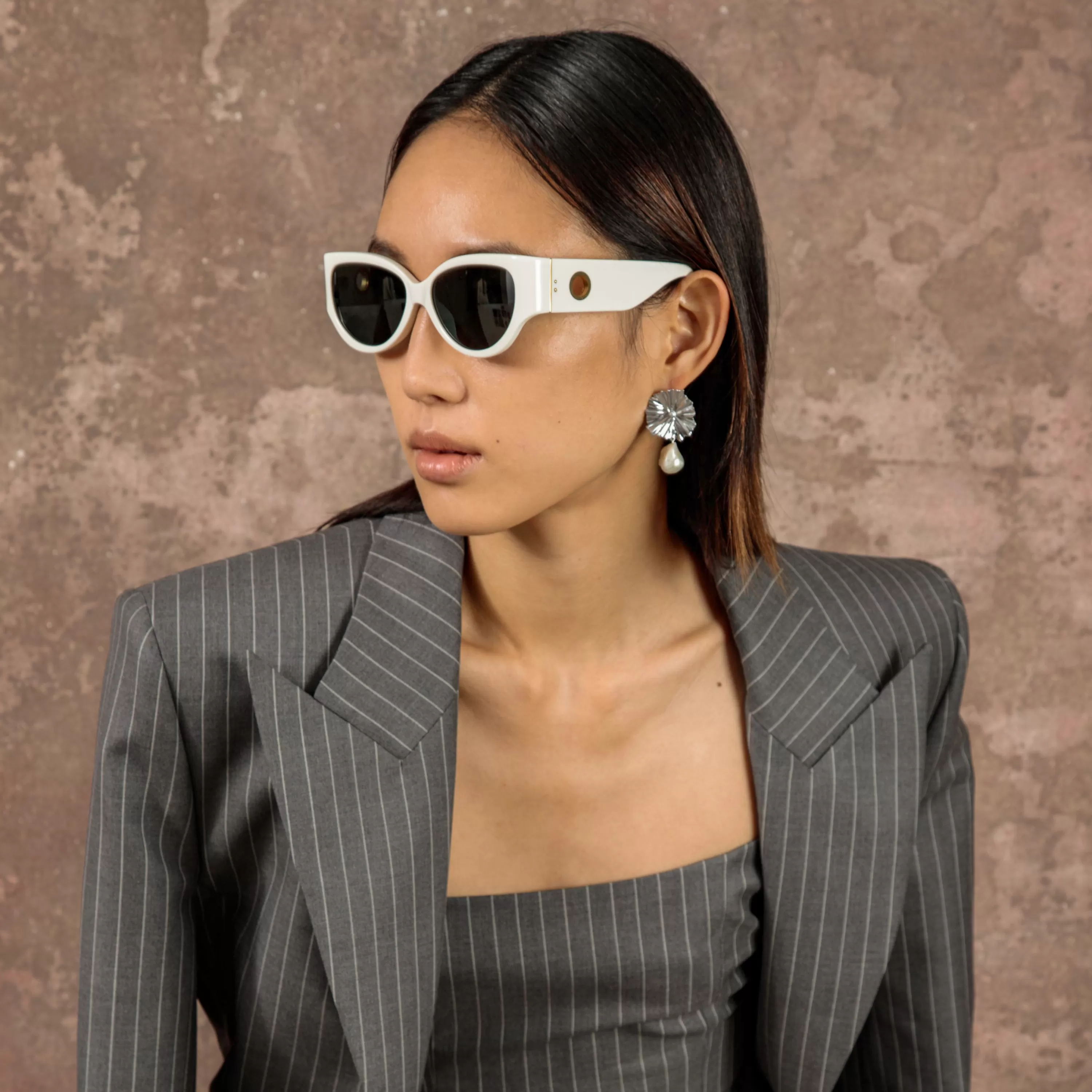 connie_cat_eye_sunglasses_in_white_5.webp Women LINDA FARROW (U.K.) Connie Cat Eye Sunglasses in White