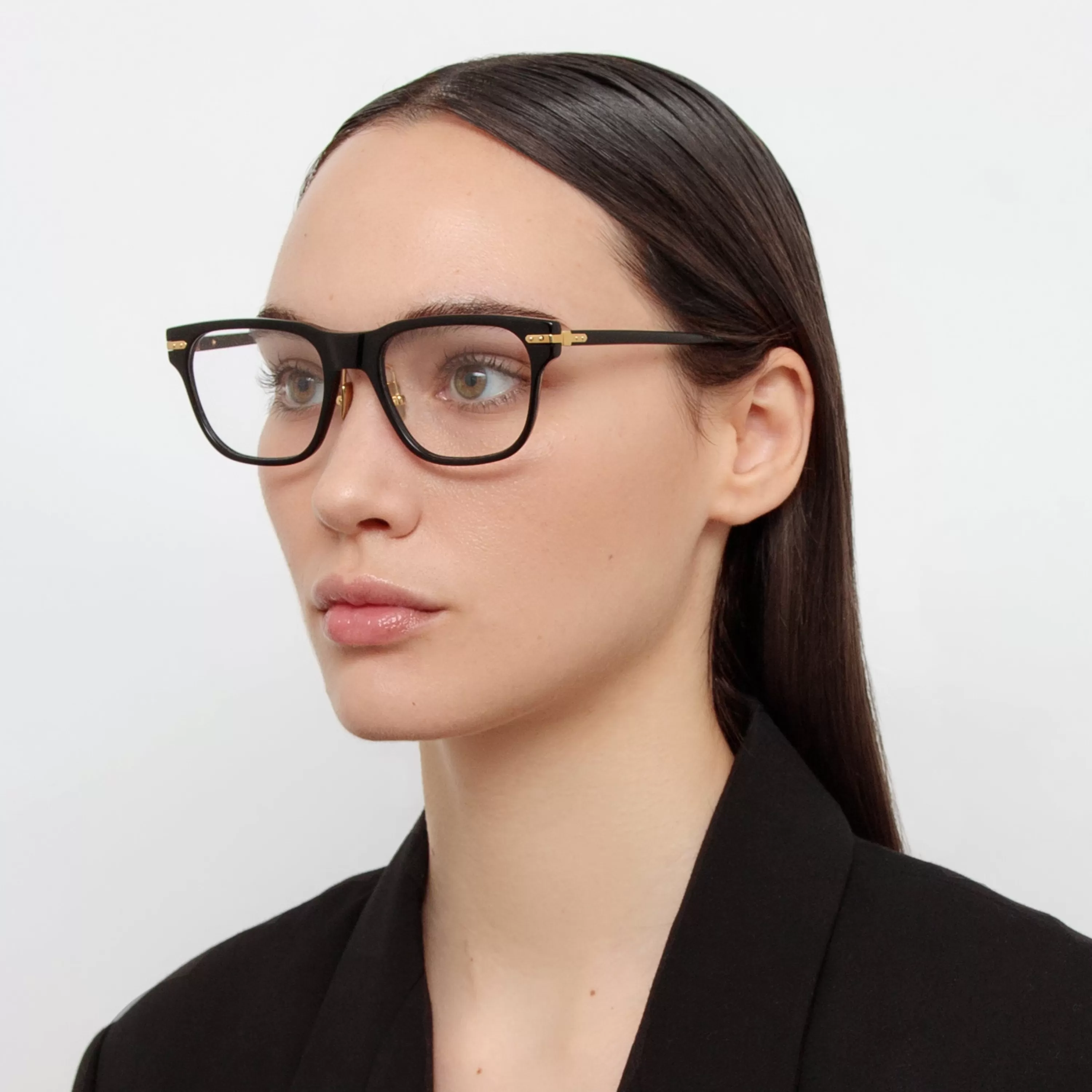 Women Linda Farrow Cove Optical D-Frame in Black (Asian Fit)