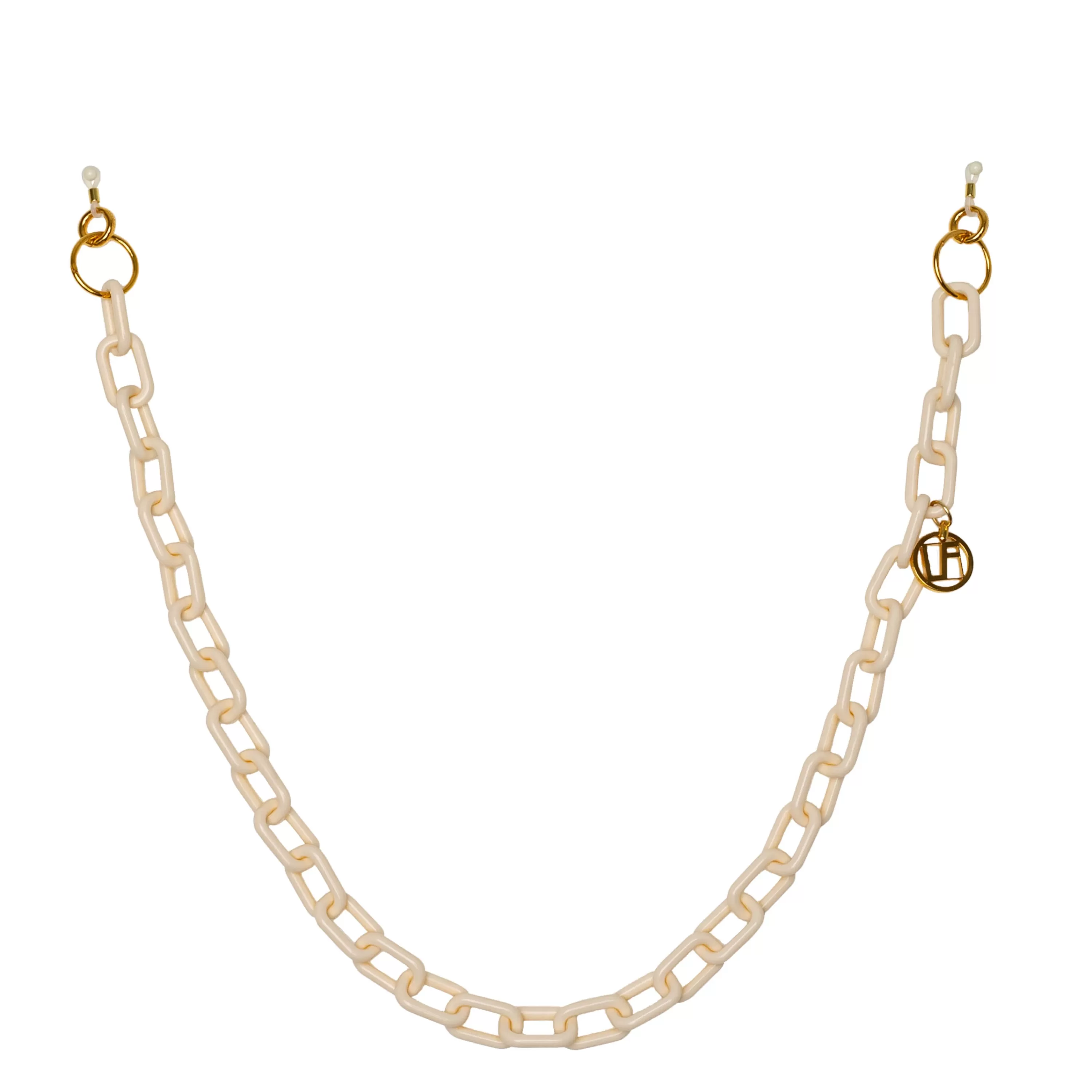 LINDA FARROW (U.K.) Cream Square Link Acetate Chain