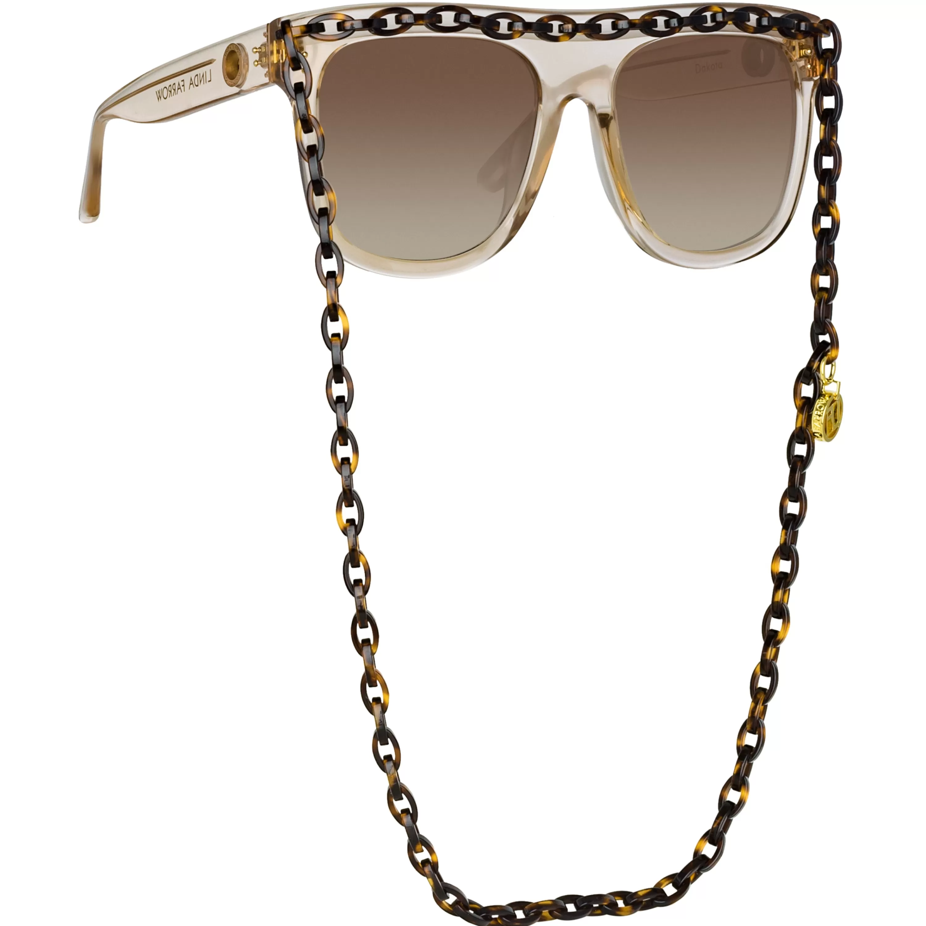 LINDA FARROW (U.K.) Dakota Flat Top Sunglasses in Ash