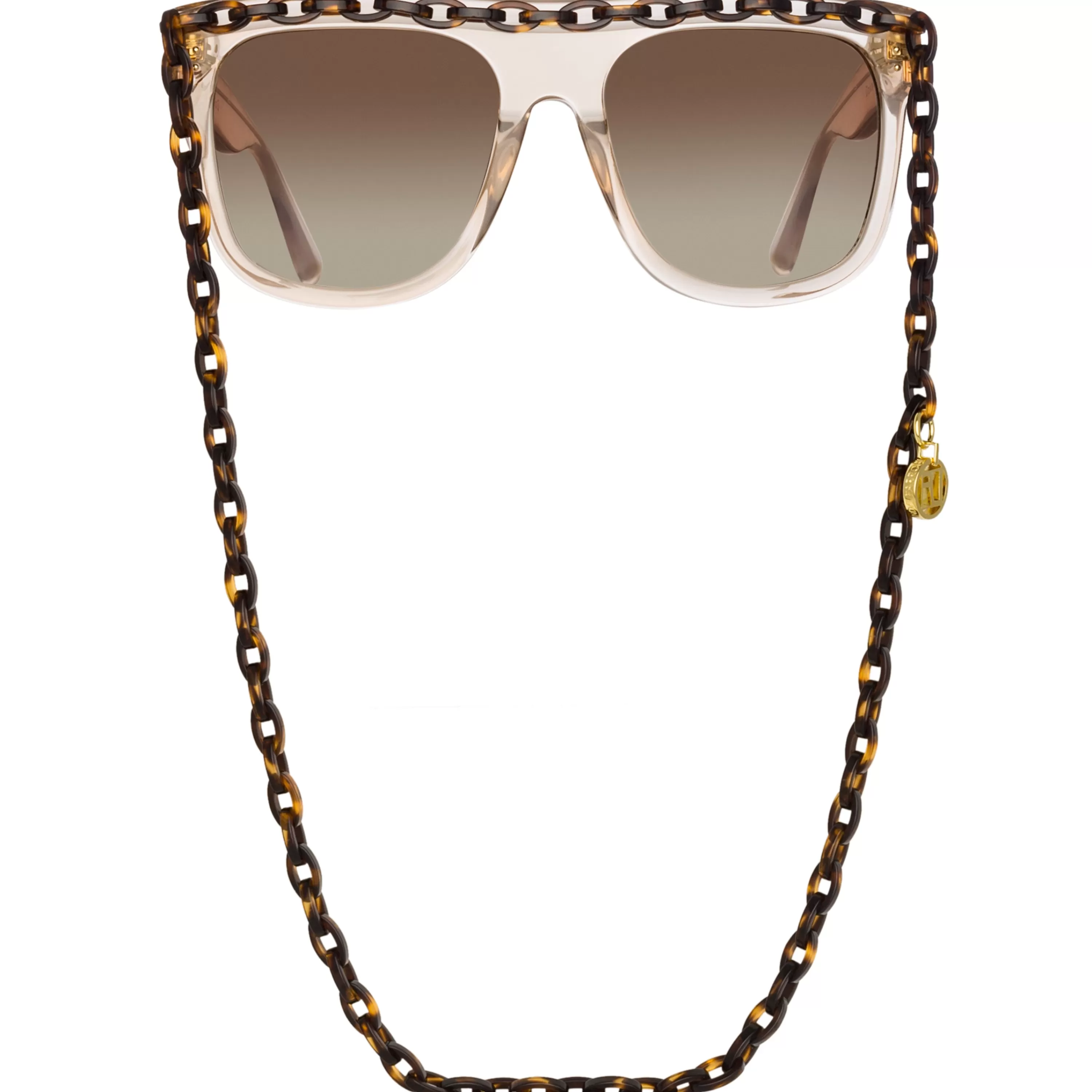 LINDA FARROW (U.K.) Dakota Flat Top Sunglasses in Ash