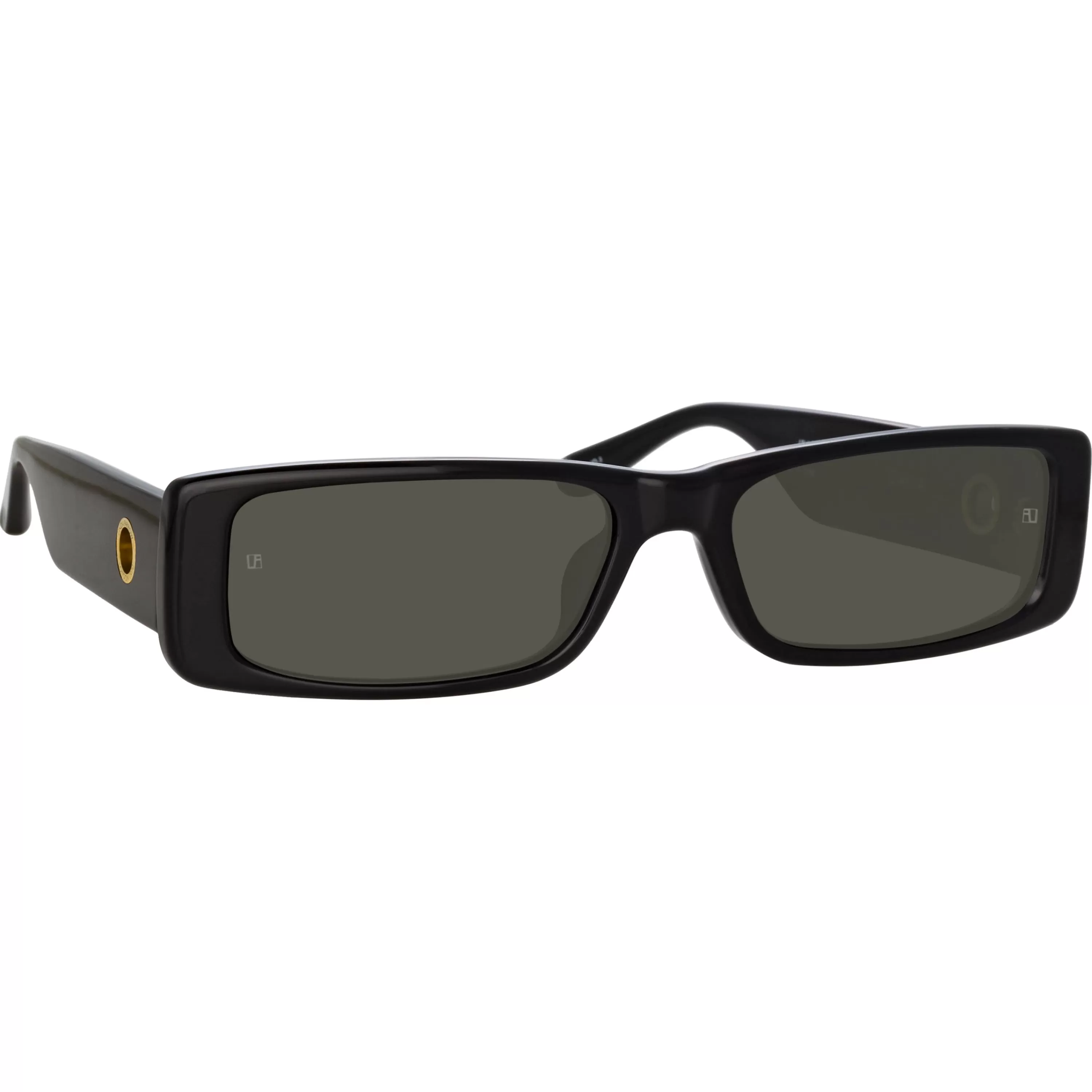 LINDA FARROW (U.K.) Dania Rectangular Sunglasses in Black