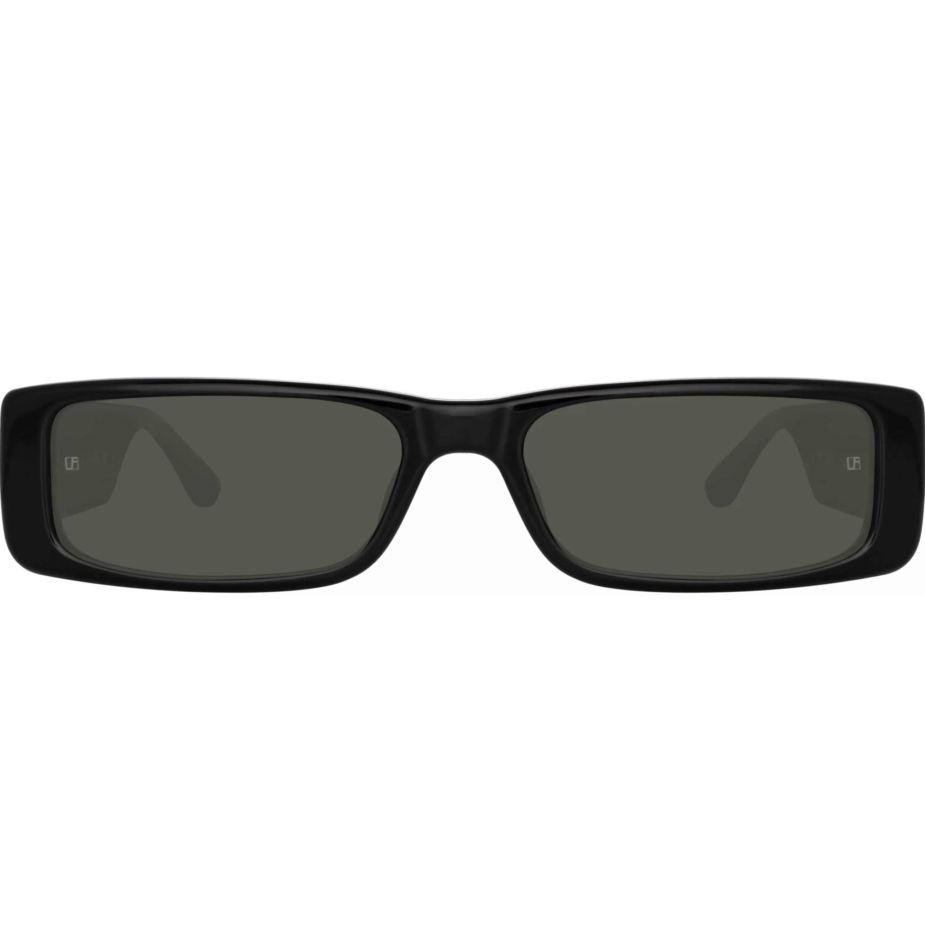 LINDA FARROW (U.K.) Dania Rectangular Sunglasses in Black