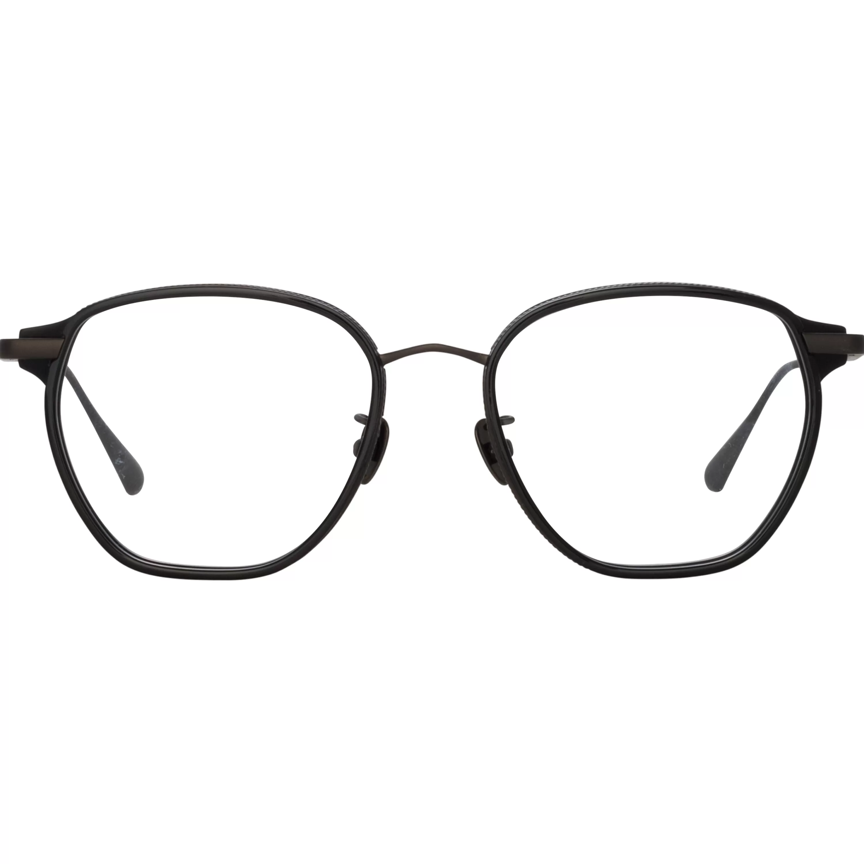 LINDA FARROW (U.K.) Danilo Angular Optical Frame in Matt Nickel