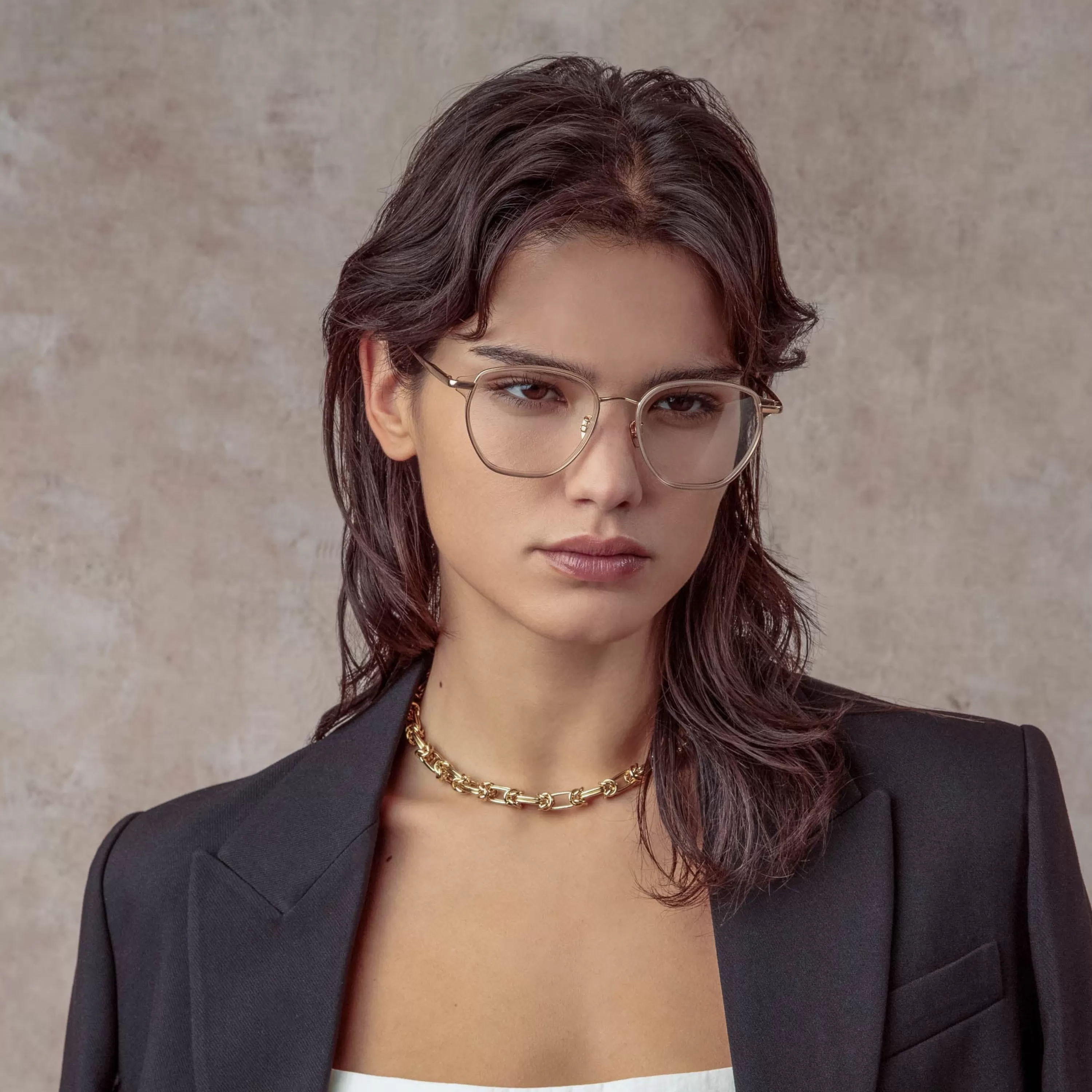 danilo_angular_optical_frame_in_rose_gold_5.webp Women LINDA FARROW (U.K.) Danilo Angular Optical Frame in Rose Gold