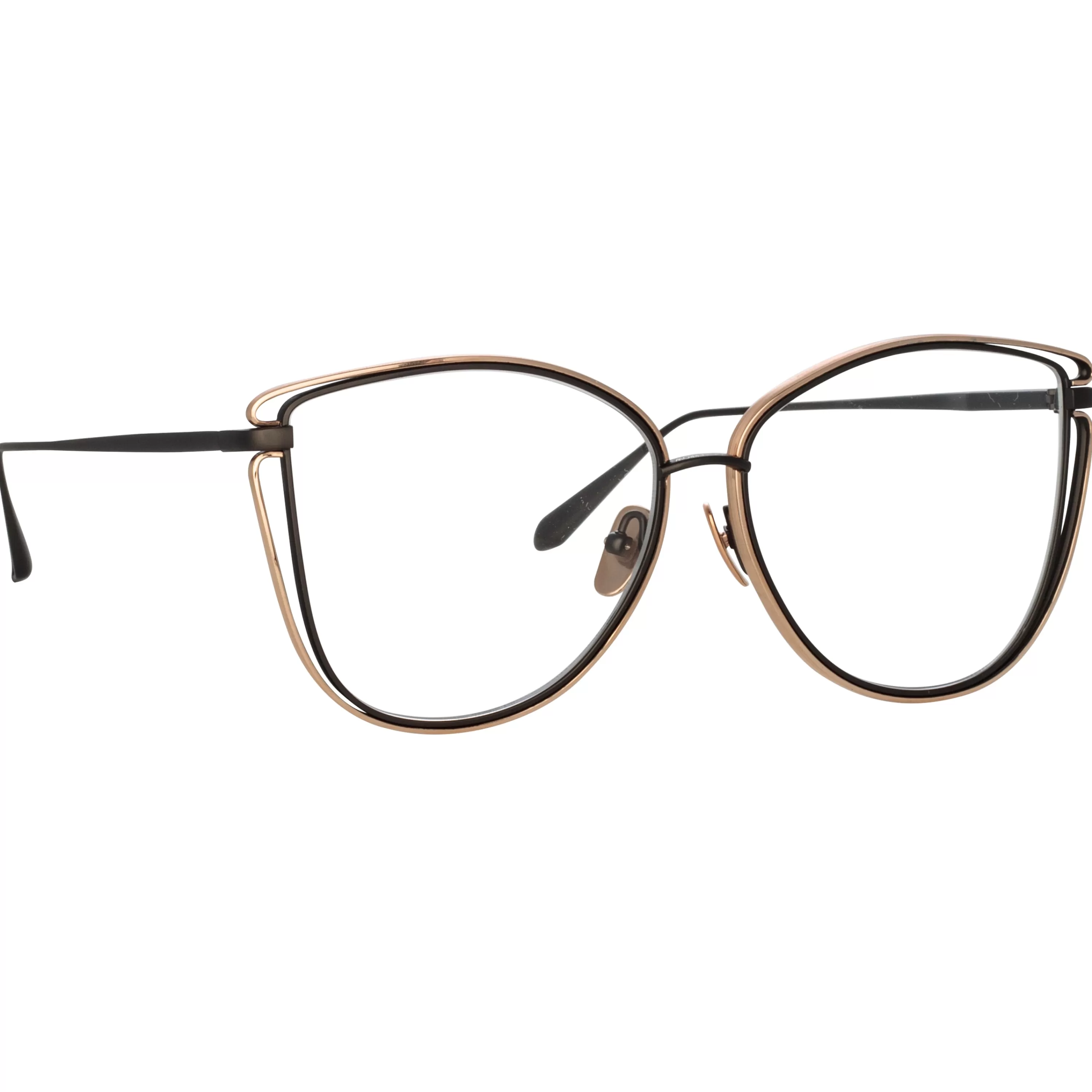 Women LINDA FARROW (U.K.) Dinah Cat Eye Optical Frame in Matt Nickel