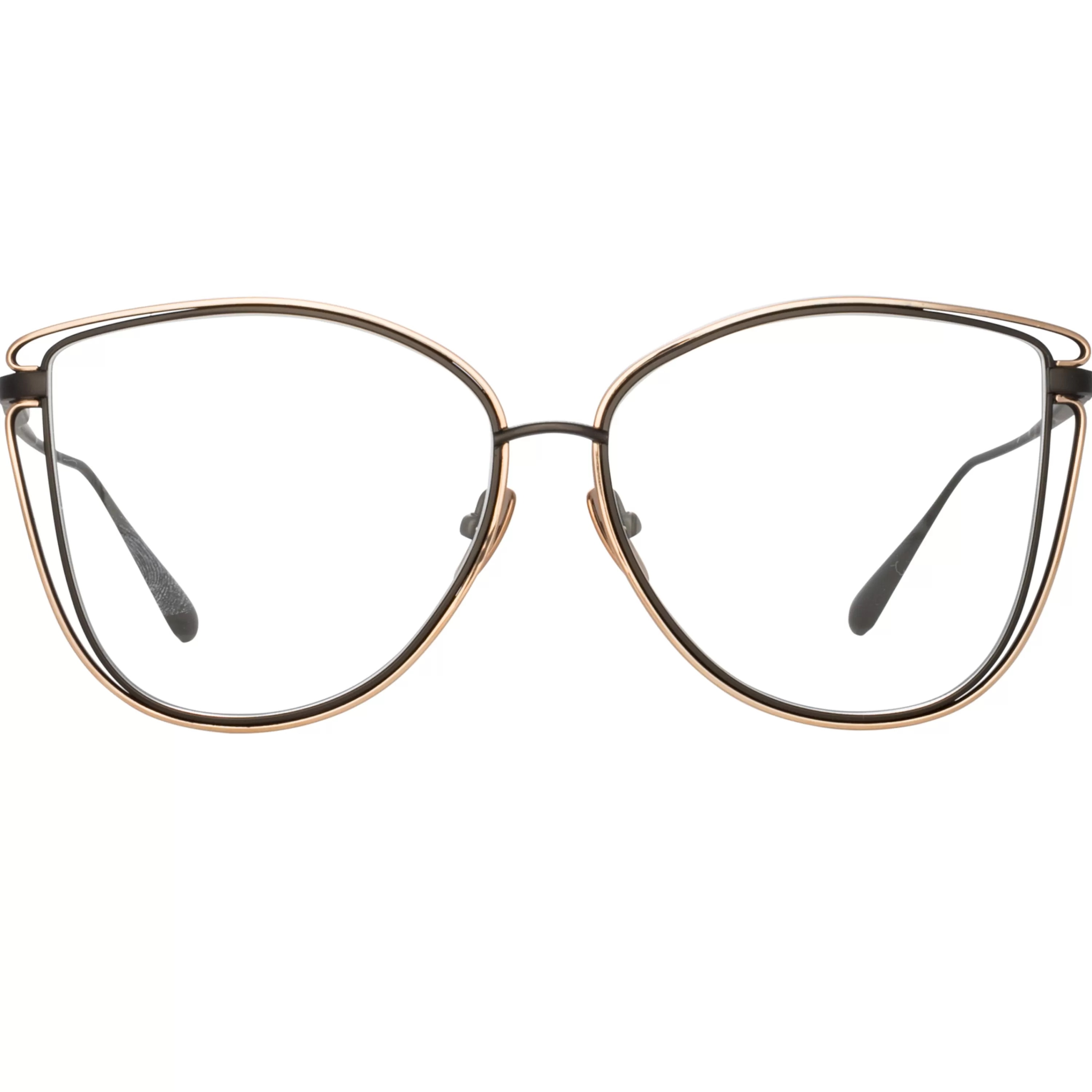 Women LINDA FARROW (U.K.) Dinah Cat Eye Optical Frame in Matt Nickel