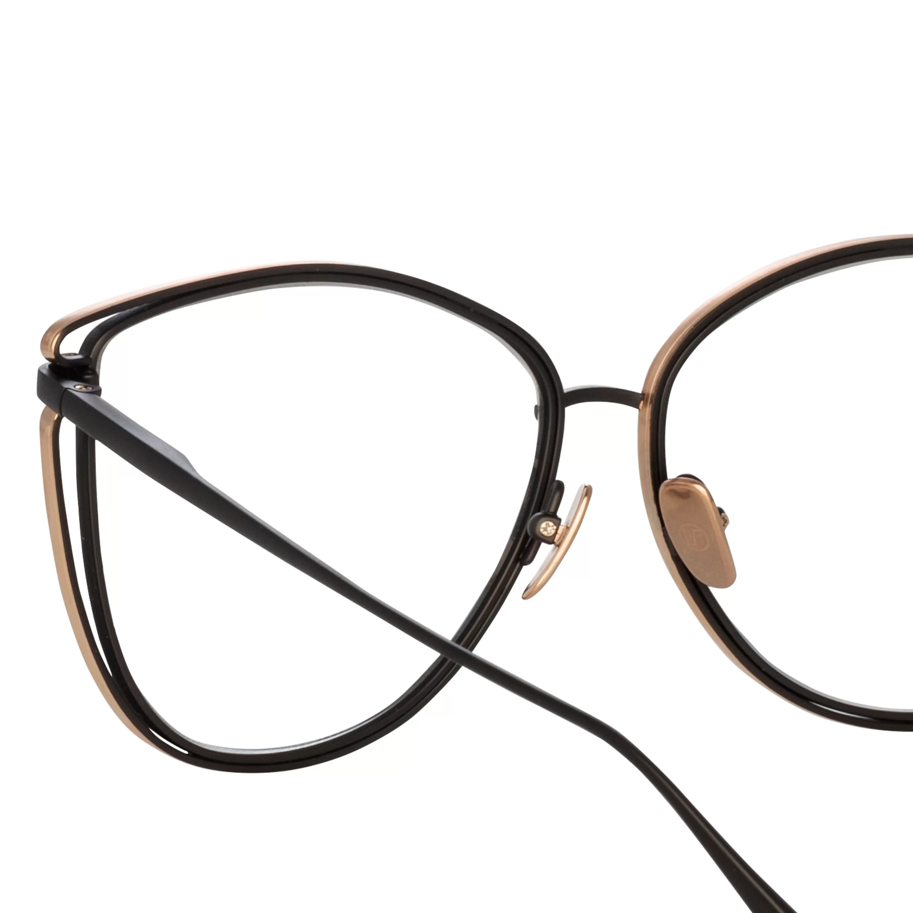 dinah_cat_eye_optical_frame_in_matt_nickel_3.webp Women LINDA FARROW (U.K.) Dinah Cat Eye Optical Frame in Matt Nickel