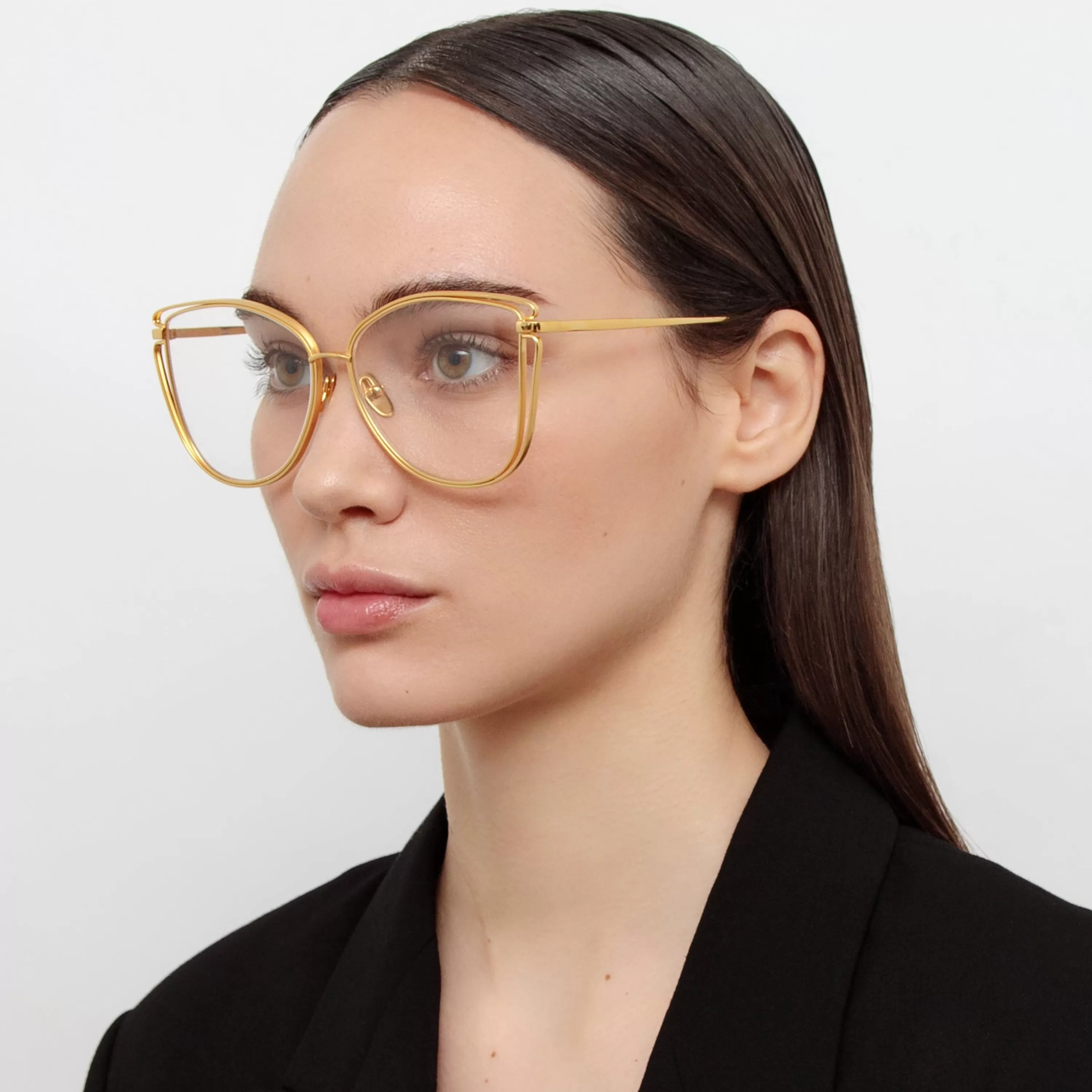 Women LINDA FARROW (U.K.) Dinah Cat Eye Optical Frame in Yellow Gold