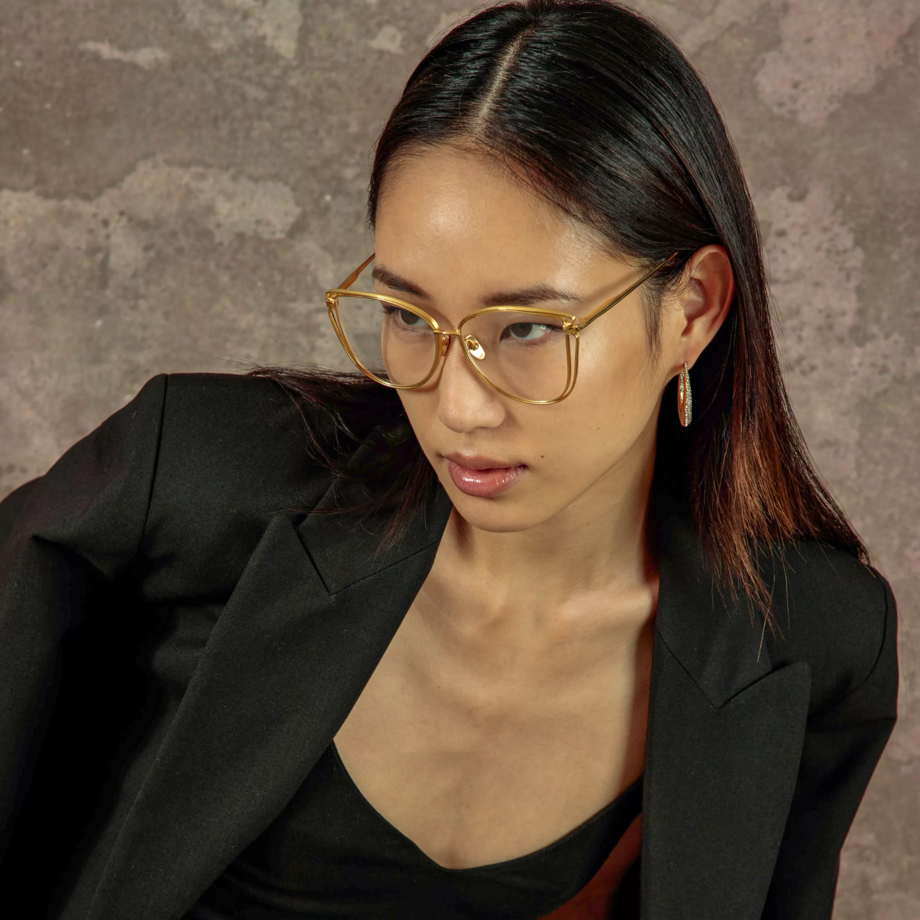 dinah_cat_eye_optical_frame_in_yellow_gold_5.webp Women LINDA FARROW (U.K.) Dinah Cat Eye Optical Frame in Yellow Gold