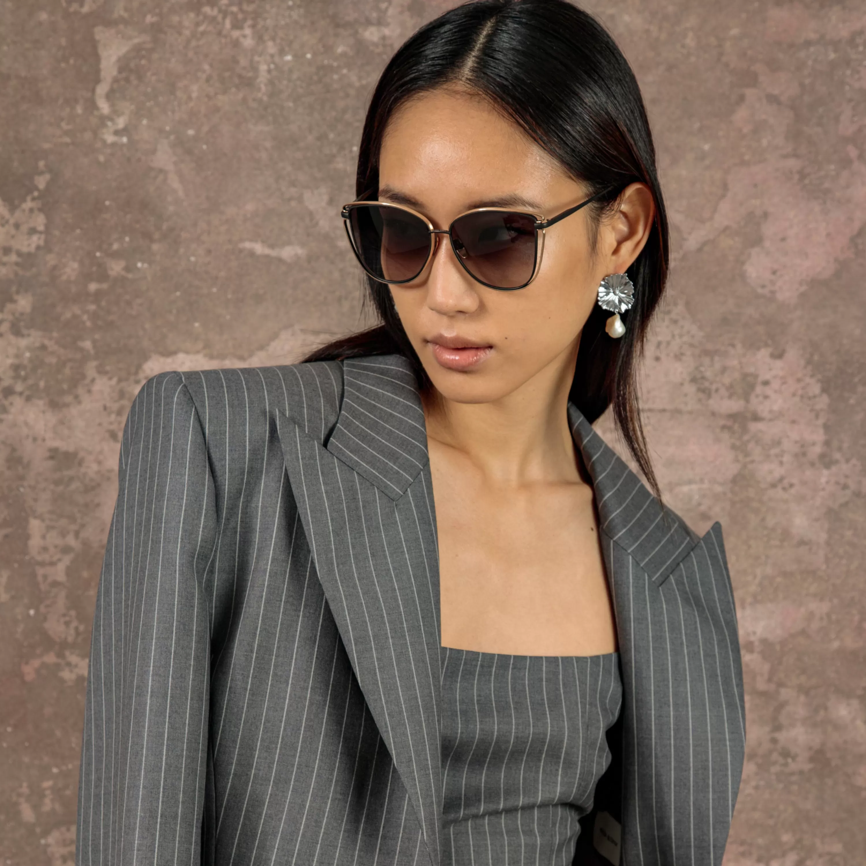 dinah_cat_eye_sunglasses_in_matt_nickel_4.webp Women LINDA FARROW (U.K.) Dinah Cat Eye Sunglasses in Matt Nickel