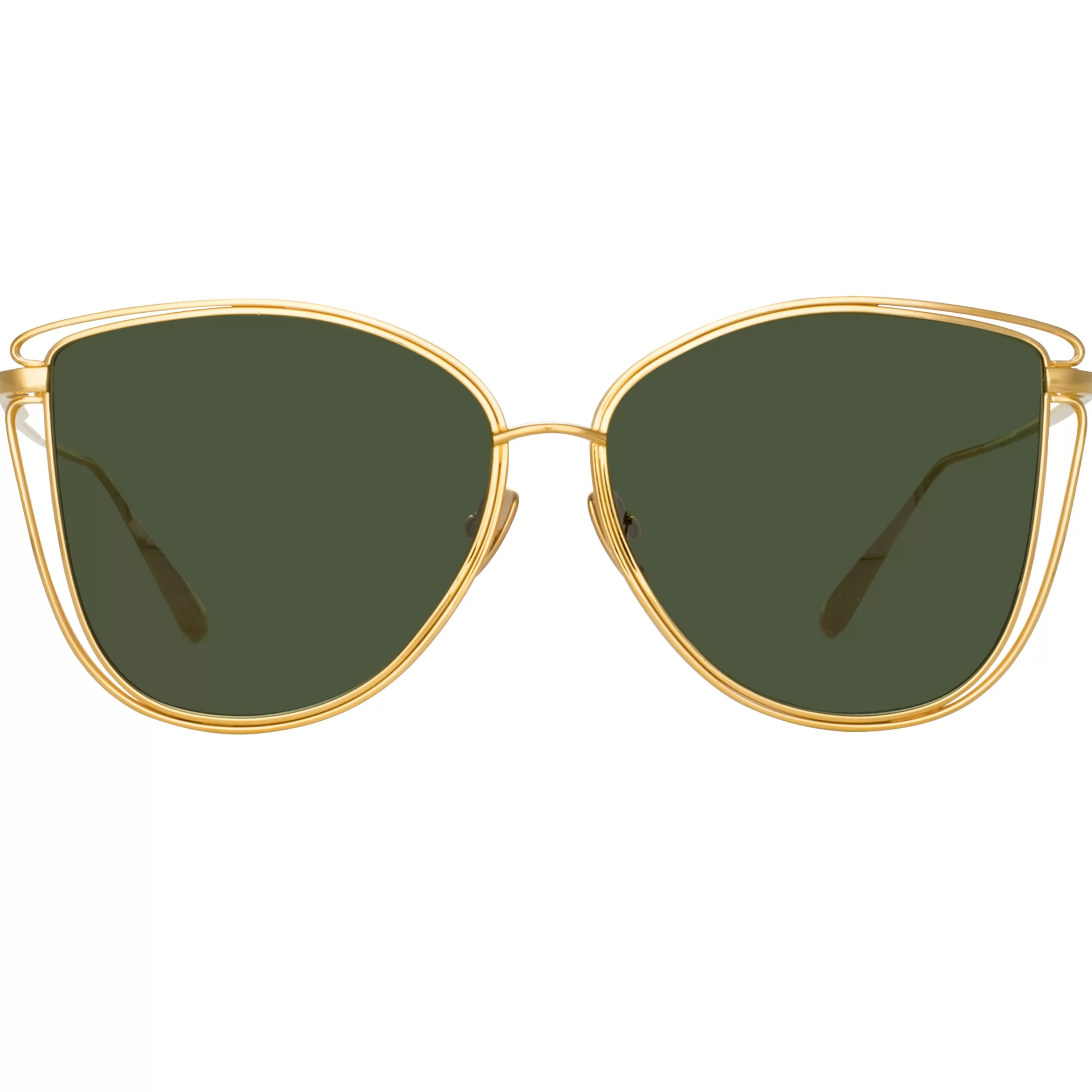 Women LINDA FARROW (U.K.) Dinah Cat Eye Sunglasses in Yellow Gold