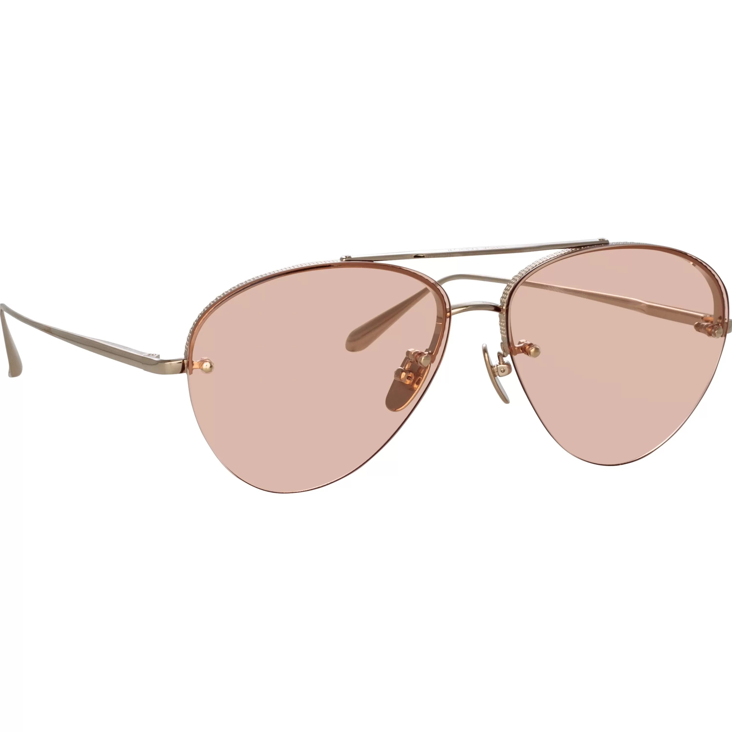 LINDA FARROW (U.K.) Edano Aviator Sunglasses in Light Gold