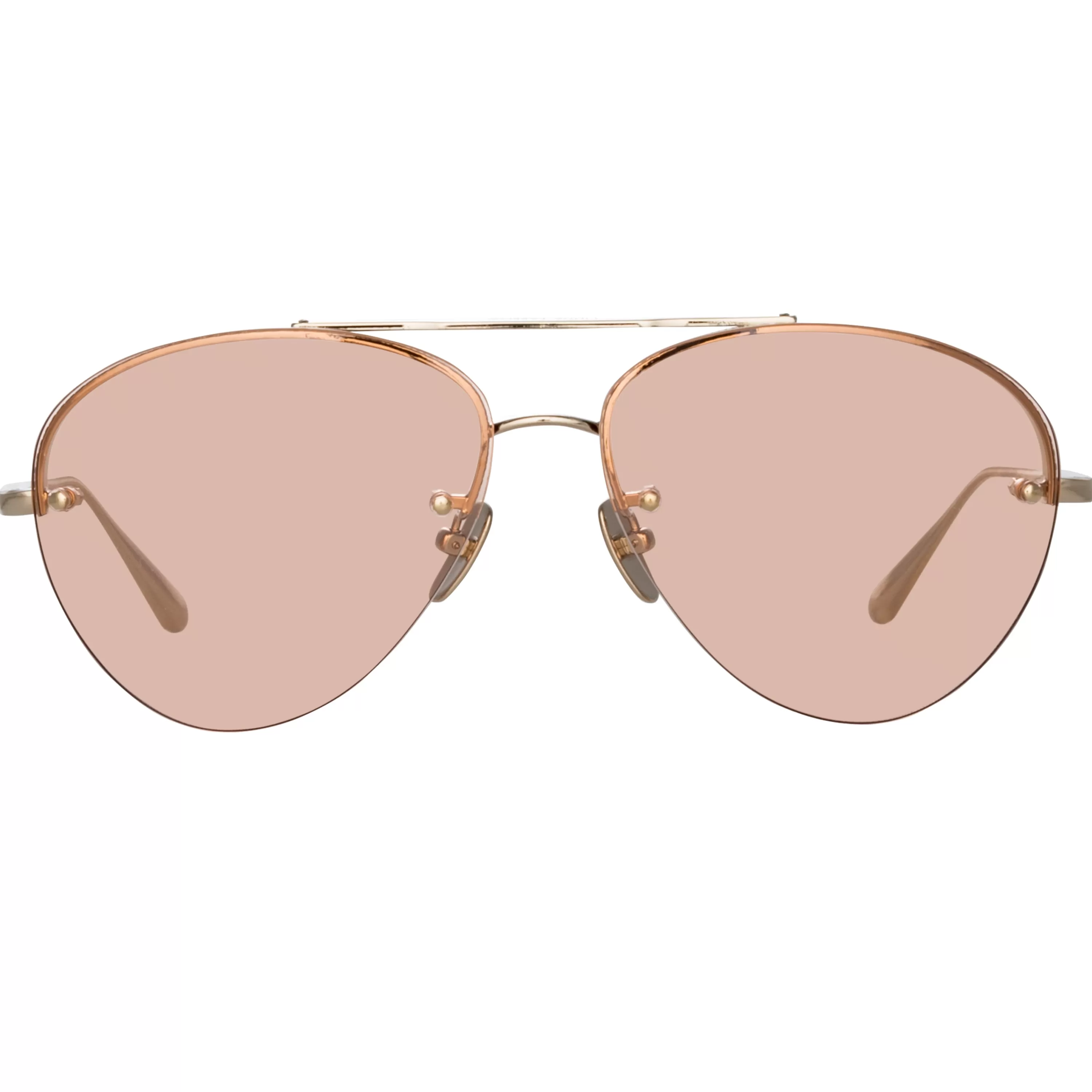 LINDA FARROW (U.K.) Edano Aviator Sunglasses in Light Gold