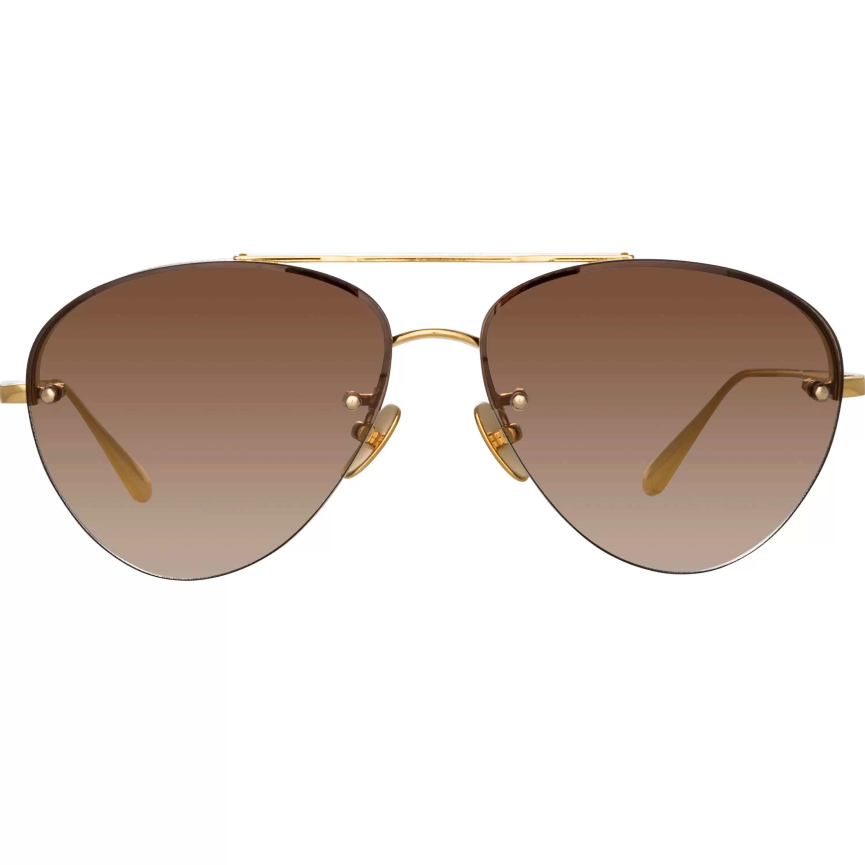 Women LINDA FARROW (U.K.) Edano Aviator Sunglasses in Yellow Gold