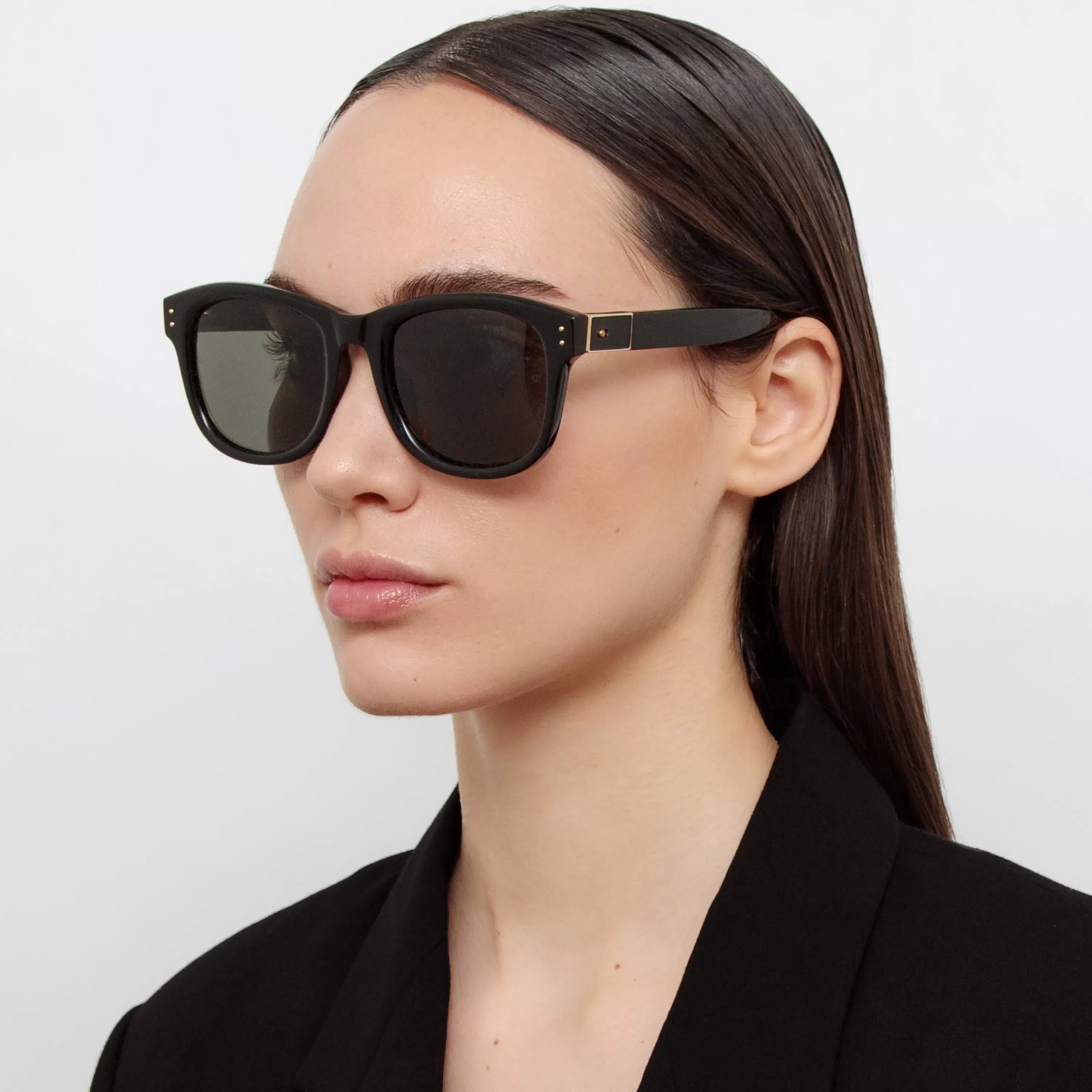 Women LINDA FARROW (U.K.) Edson D-Frame Sunglasses in Black