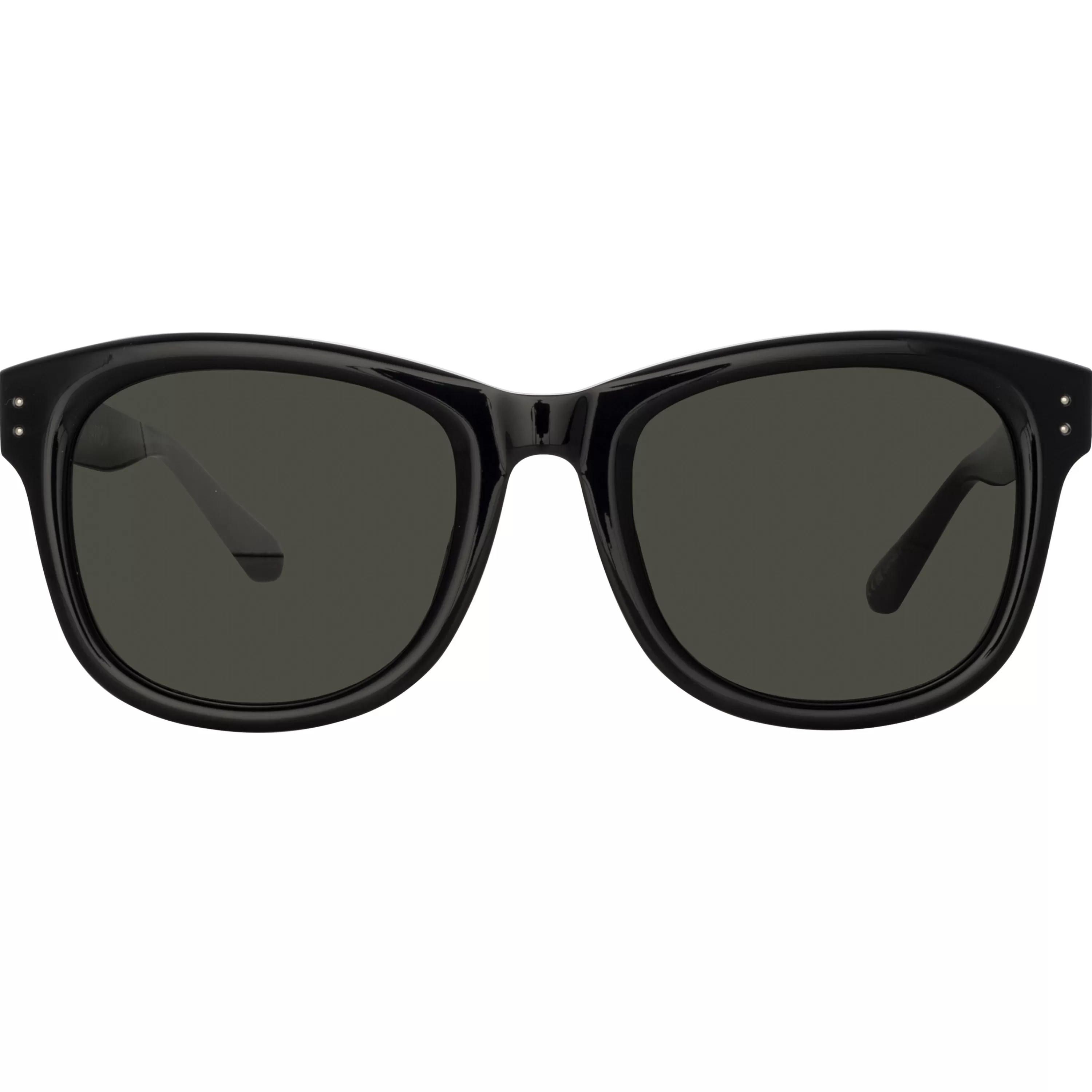 LINDA FARROW (U.K.) Edson D-Frame Sunglasses in Black and Nickel