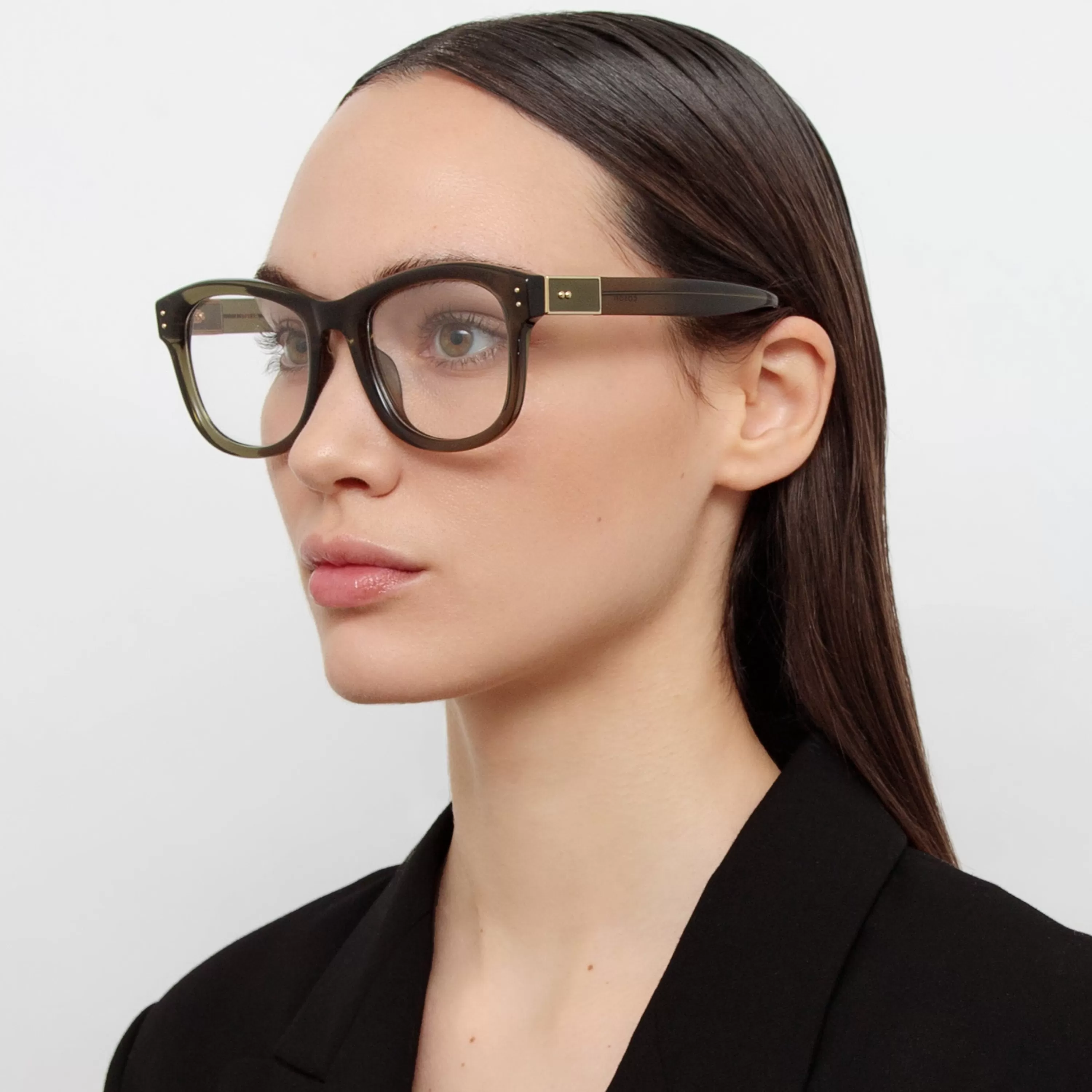 Women LINDA FARROW (U.K.) Edson Optical D-Frame in Translucent Green