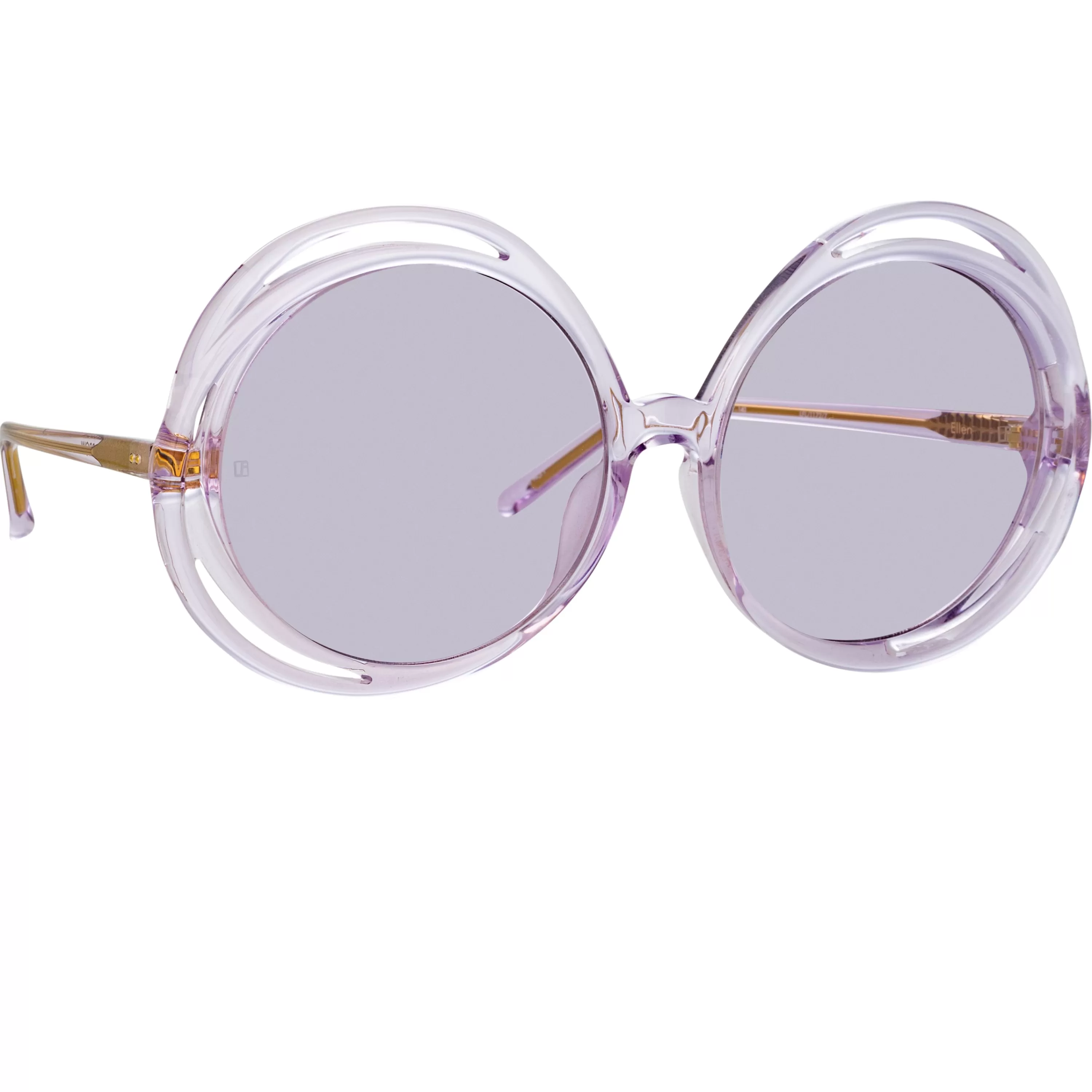 LINDA FARROW (U.K.) Ellen Round Sunglasses in Lilac