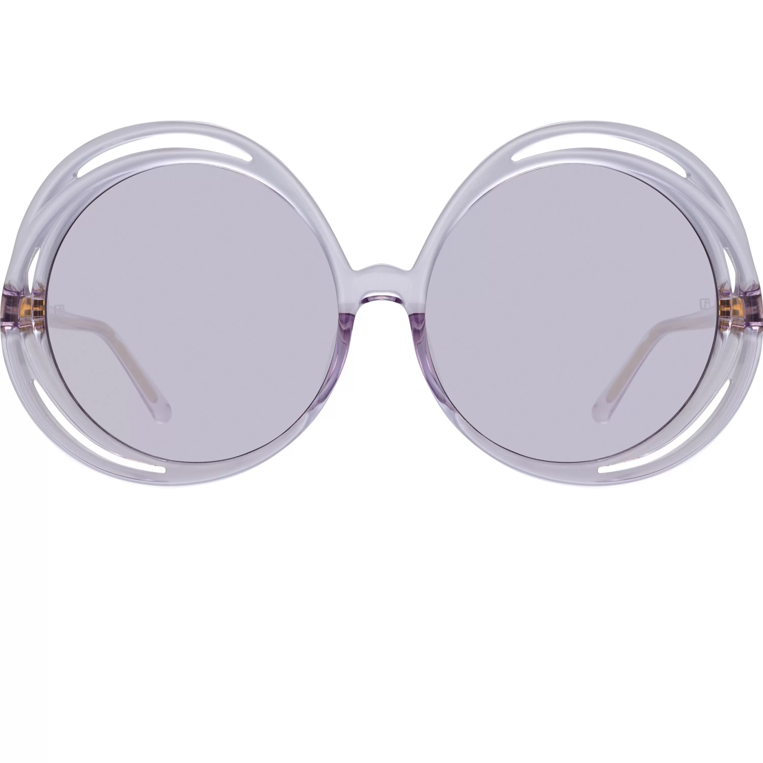 LINDA FARROW (U.K.) Ellen Round Sunglasses in Lilac