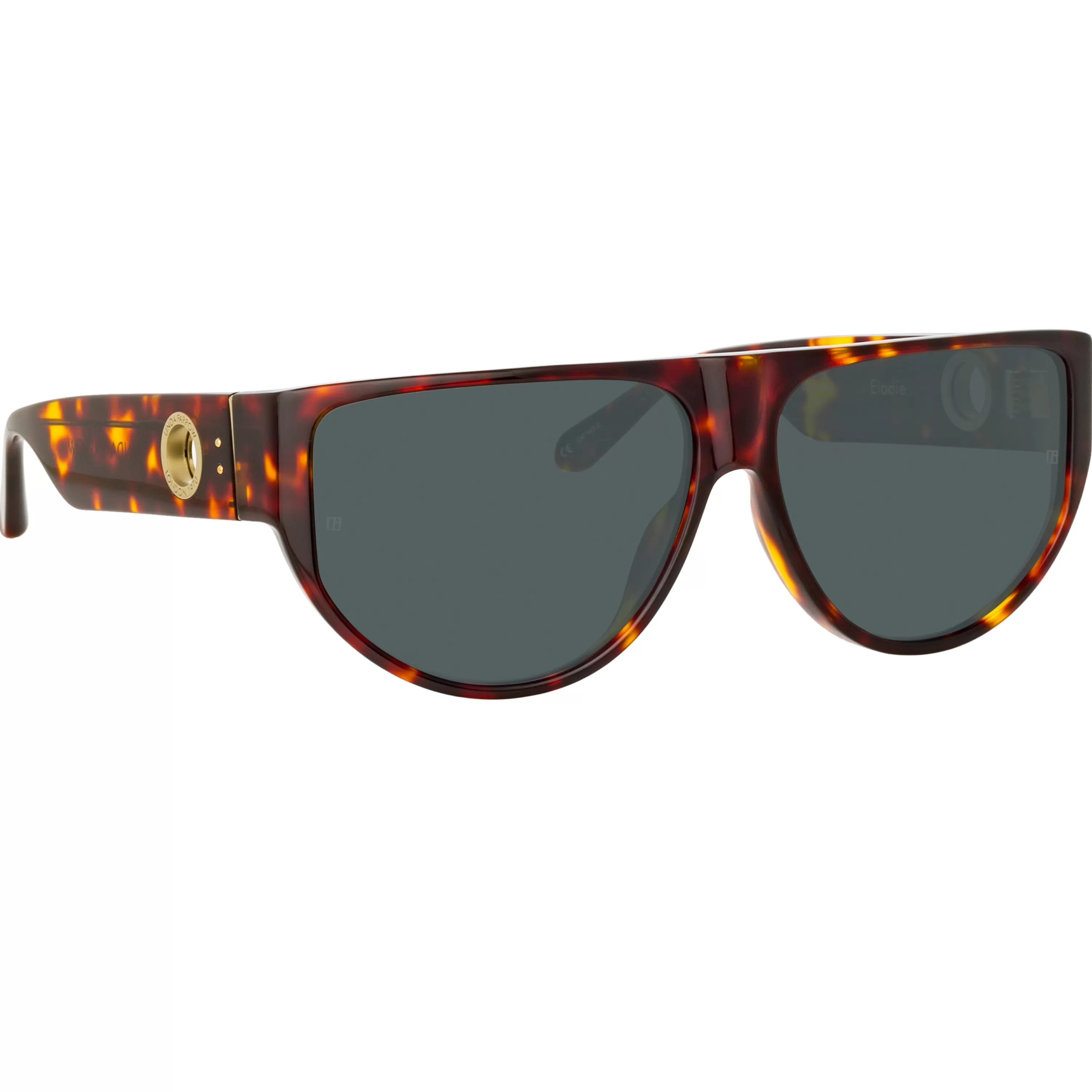 LINDA FARROW (U.K.) Elodie Flat Top Sunglasses in Tortoiseshell