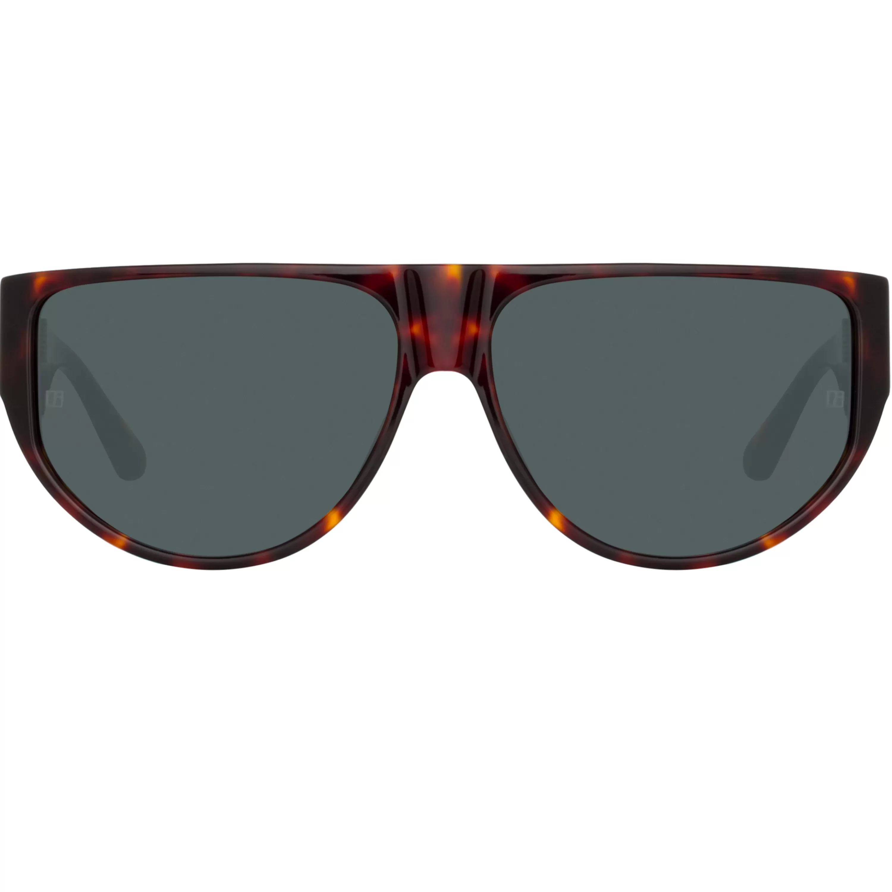 LINDA FARROW (U.K.) Elodie Flat Top Sunglasses in Tortoiseshell