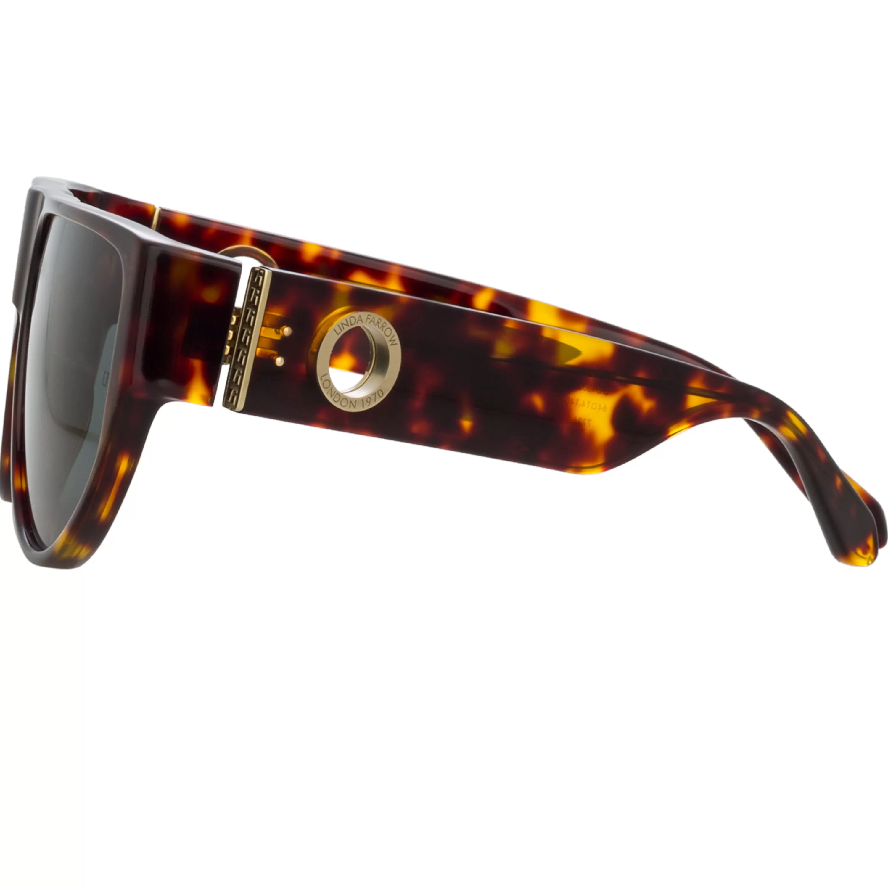 elodie_flat_top_sunglasses_in_tortoiseshell_2.webp LINDA FARROW (U.K.) Elodie Flat Top Sunglasses in Tortoiseshell