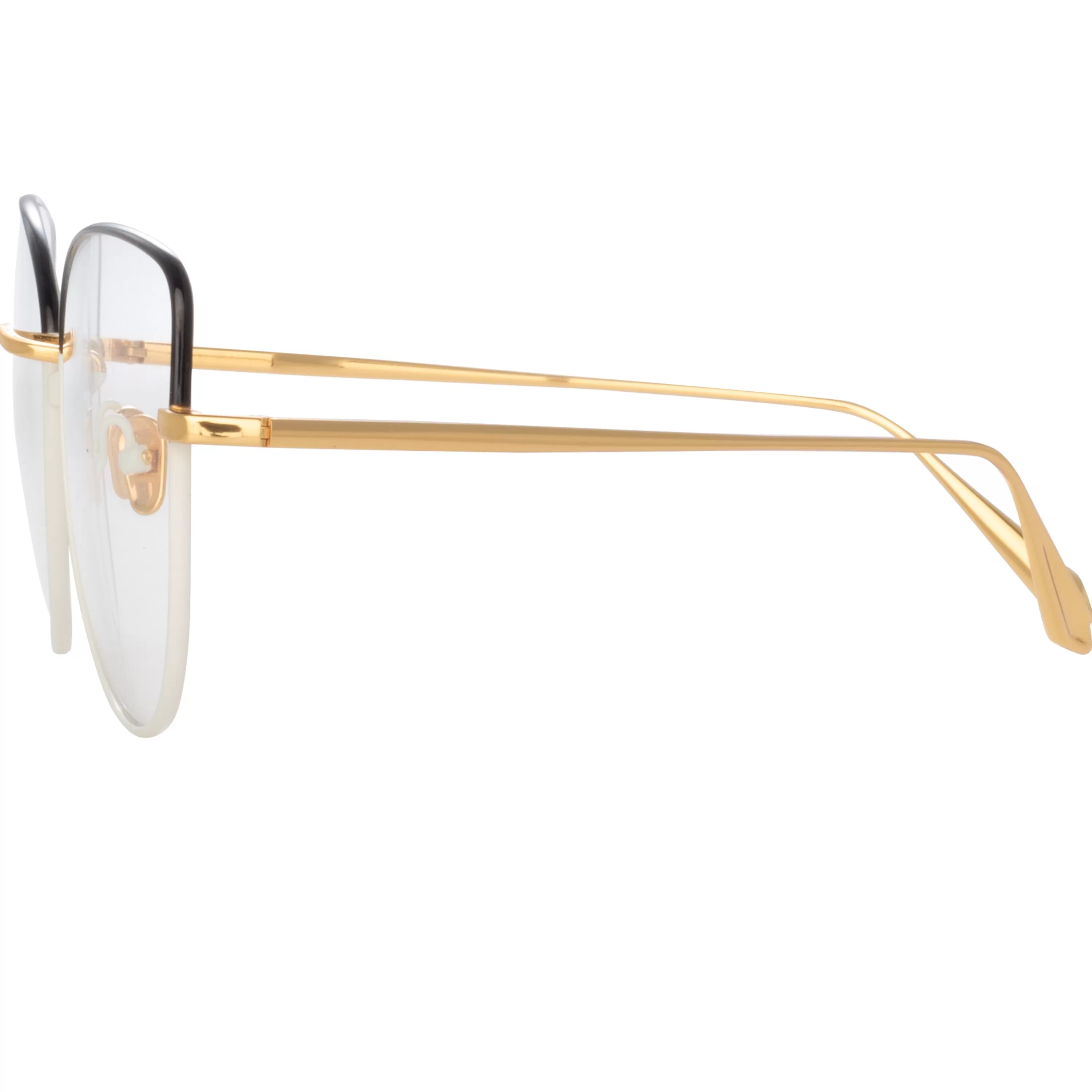 eloise_cat_eye_optical_frame_in_black_and_yellow_gold_3.webp LINDA FARROW (U.K.) Eloise Cat Eye Optical Frame in Black and Yellow Gold
