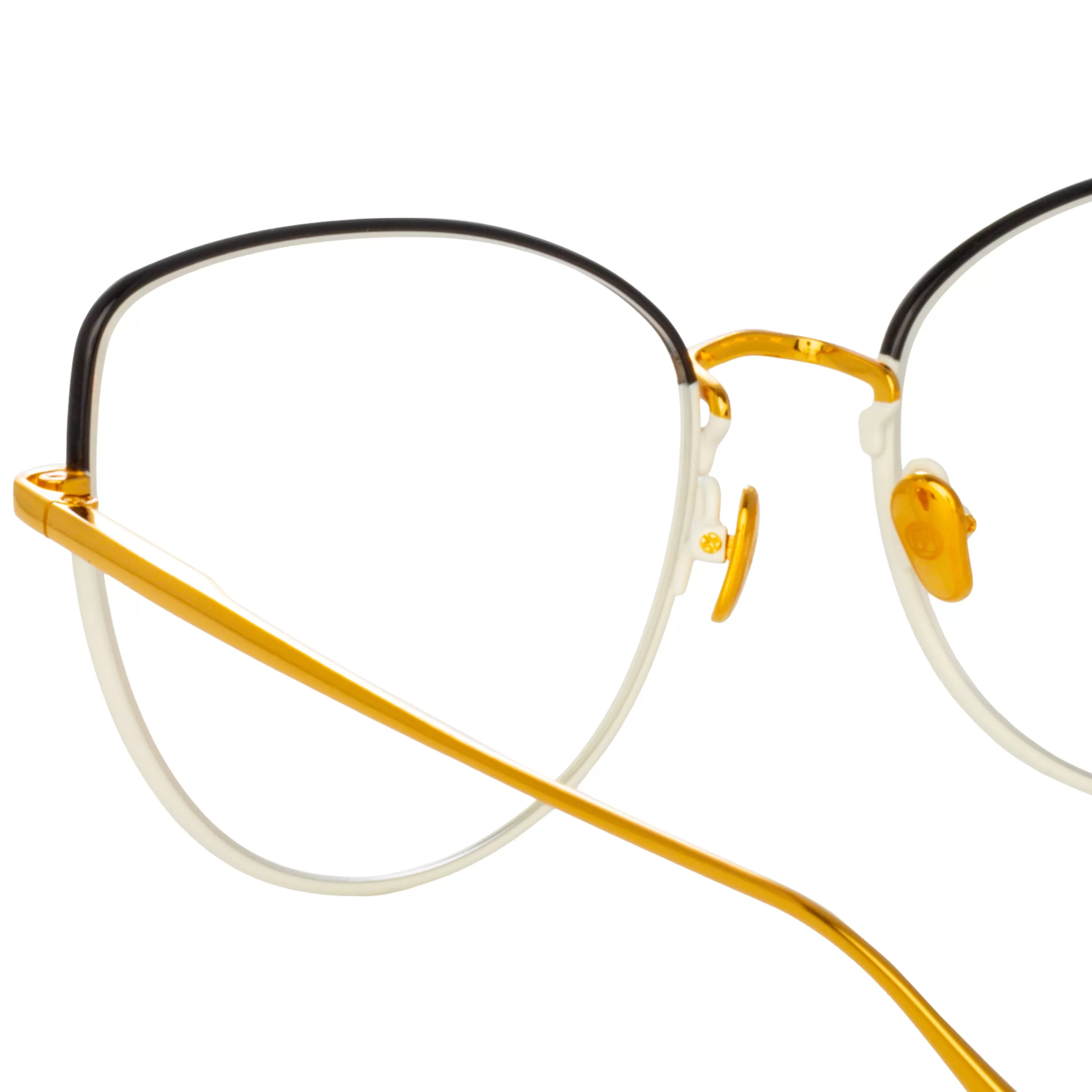 eloise_cat_eye_optical_frame_in_black_and_yellow_gold_4.webp LINDA FARROW (U.K.) Eloise Cat Eye Optical Frame in Black and Yellow Gold