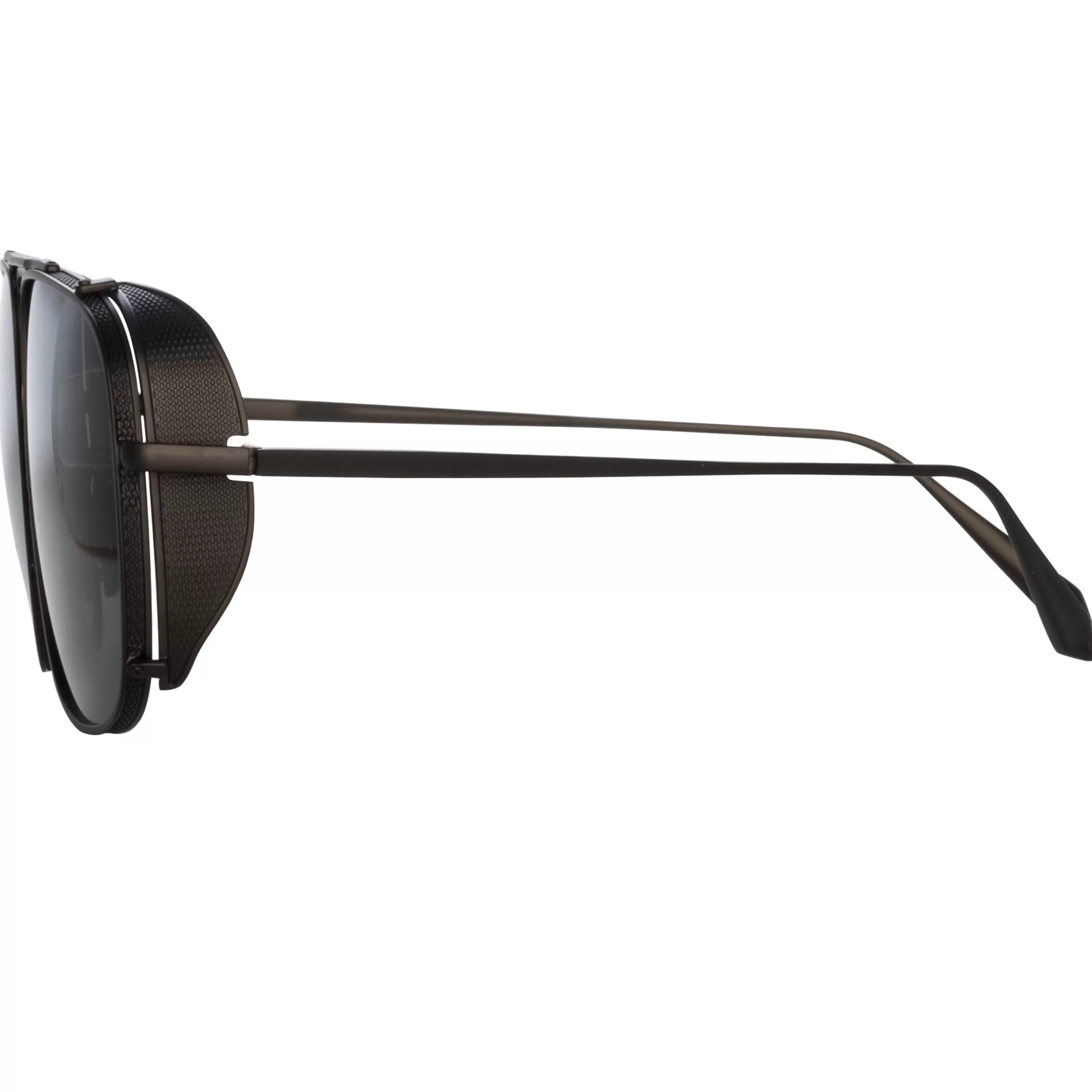 enzo_aviator_sunglasses_in_matt_nickel_and_grey_4.webp LINDA FARROW (U.K.) Enzo Aviator Sunglasses in Matt Nickel and Grey