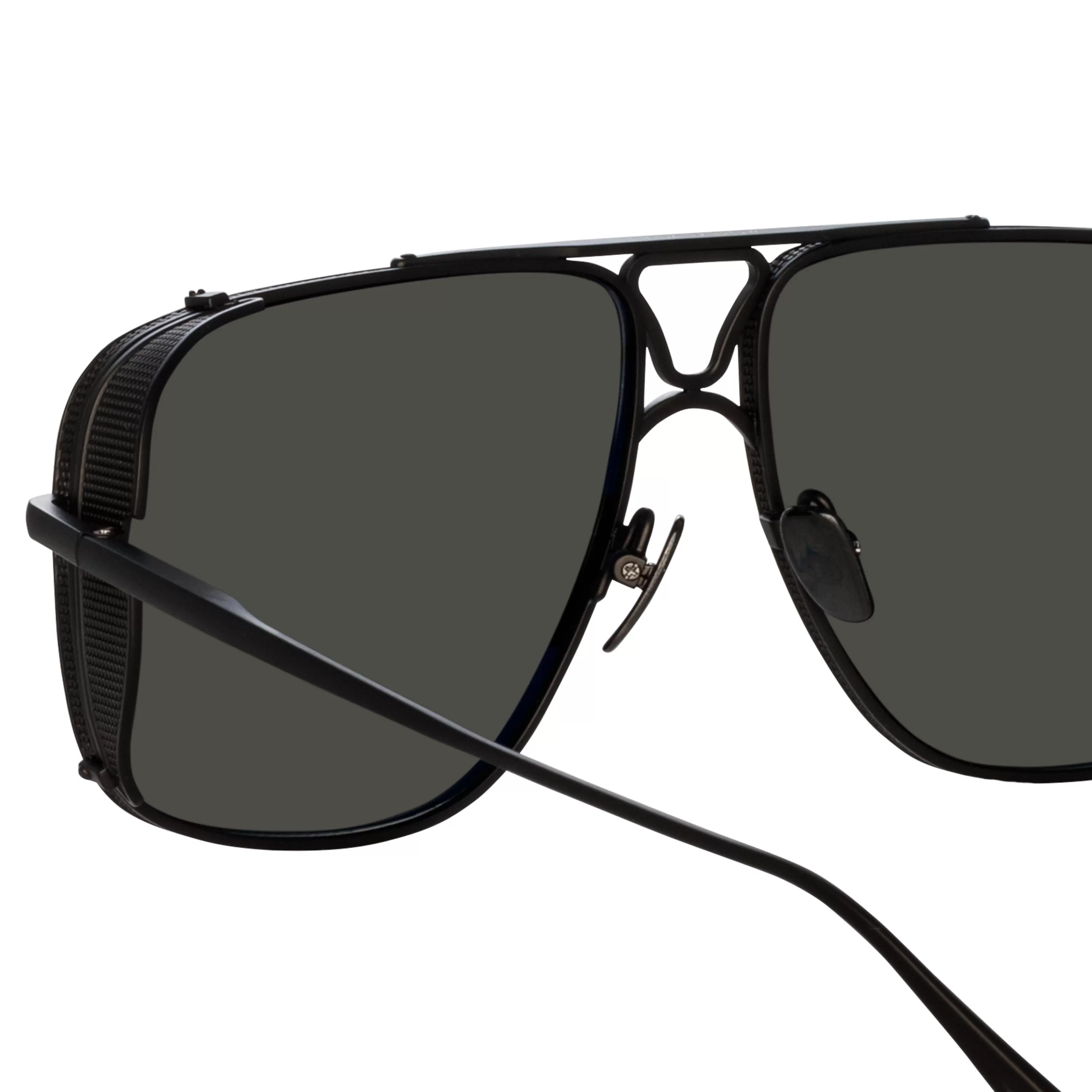 enzo_aviator_sunglasses_in_matt_nickel_and_grey_5.webp LINDA FARROW (U.K.) Enzo Aviator Sunglasses in Matt Nickel and Grey