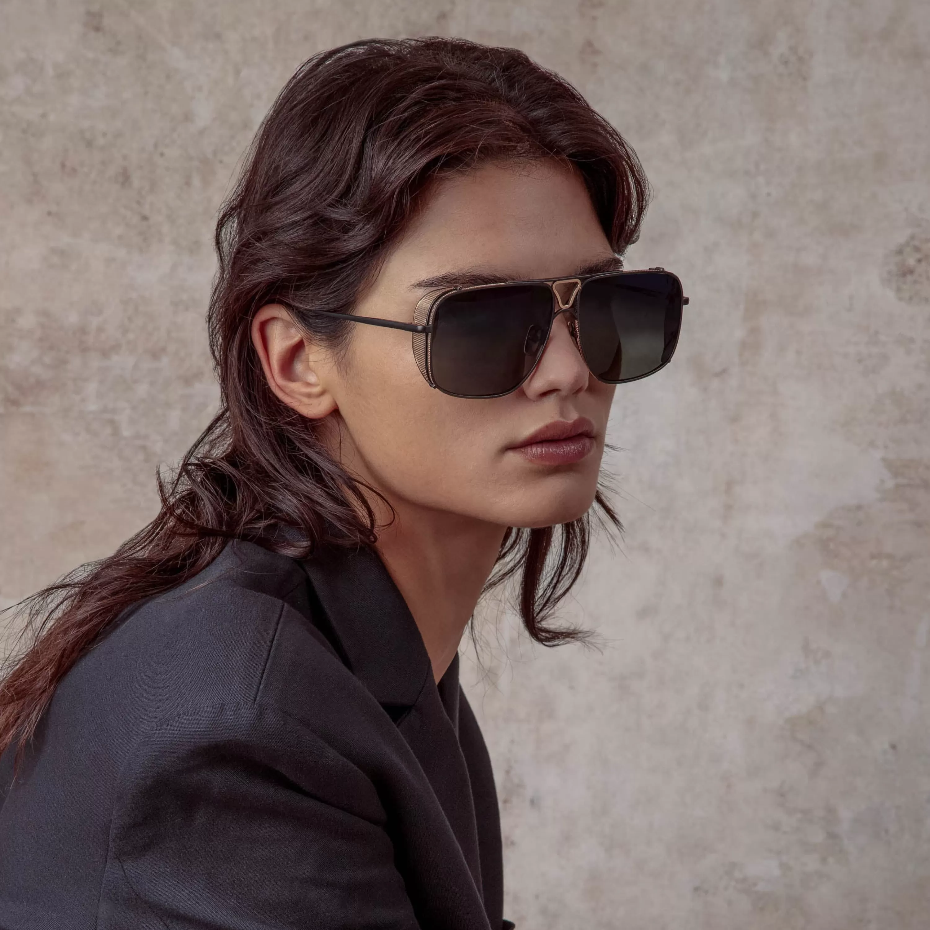 enzo_aviator_sunglasses_in_nickel_4.webp Women LINDA FARROW (U.K.) Enzo Aviator Sunglasses in Nickel