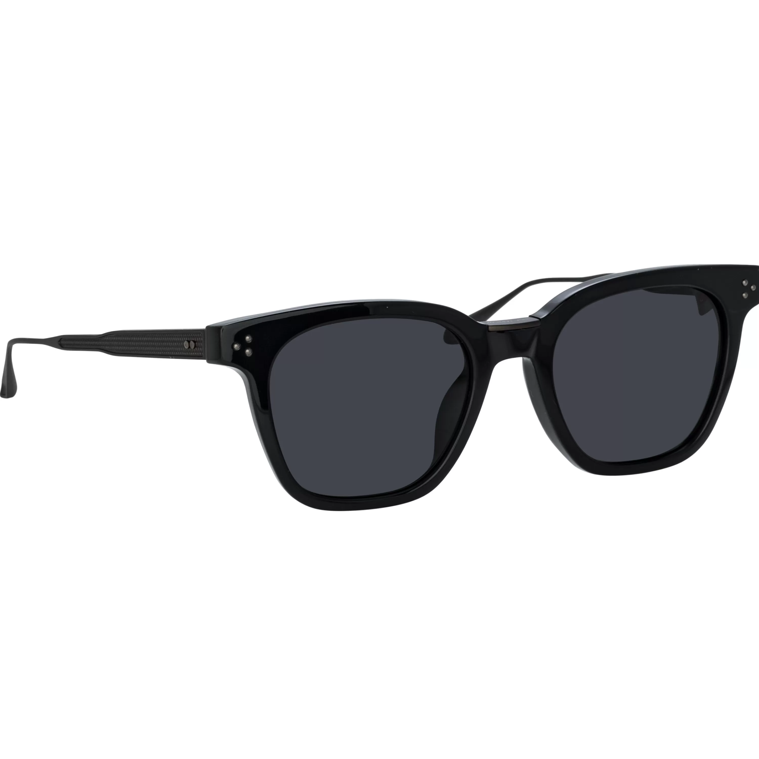 Women LINDA FARROW UK Evans D-Frame Sunglasses in Black and Matt Nickel