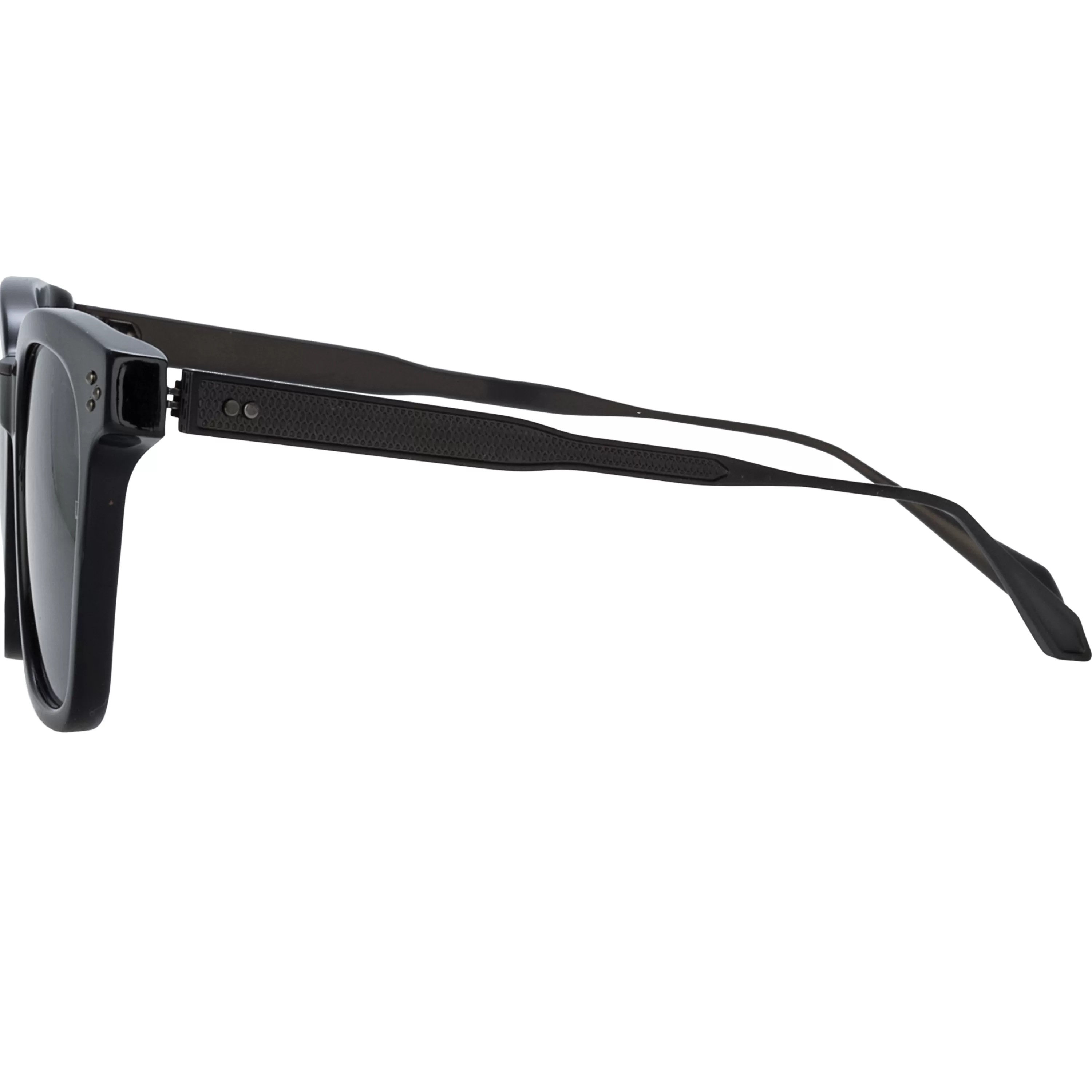 evans_dframe_sunglasses_in_black_and_matt_nickel_2.webp Women LINDA FARROW UK Evans D-Frame Sunglasses in Black and Matt Nickel