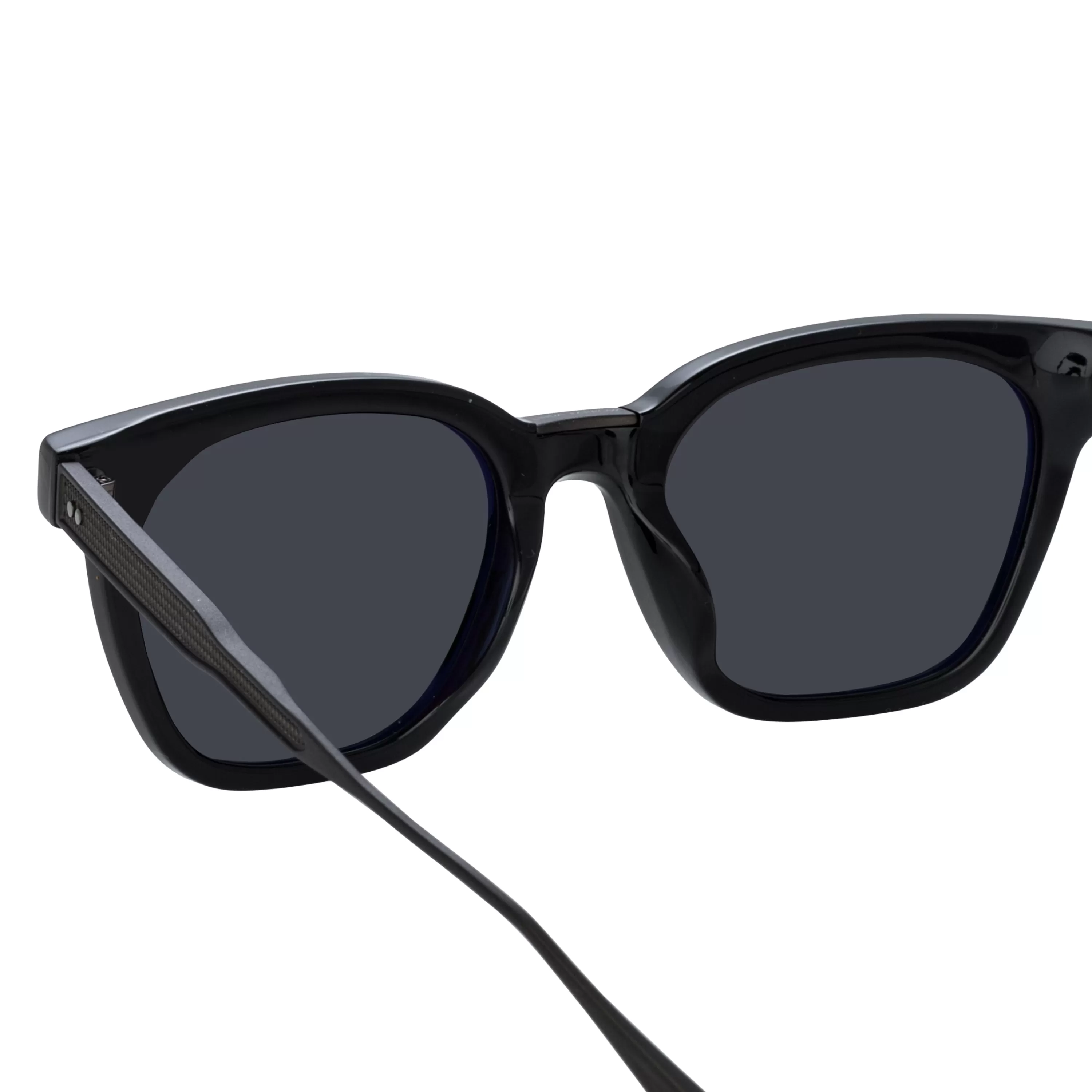 evans_dframe_sunglasses_in_black_and_matt_nickel_3.webp Women LINDA FARROW UK Evans D-Frame Sunglasses in Black and Matt Nickel