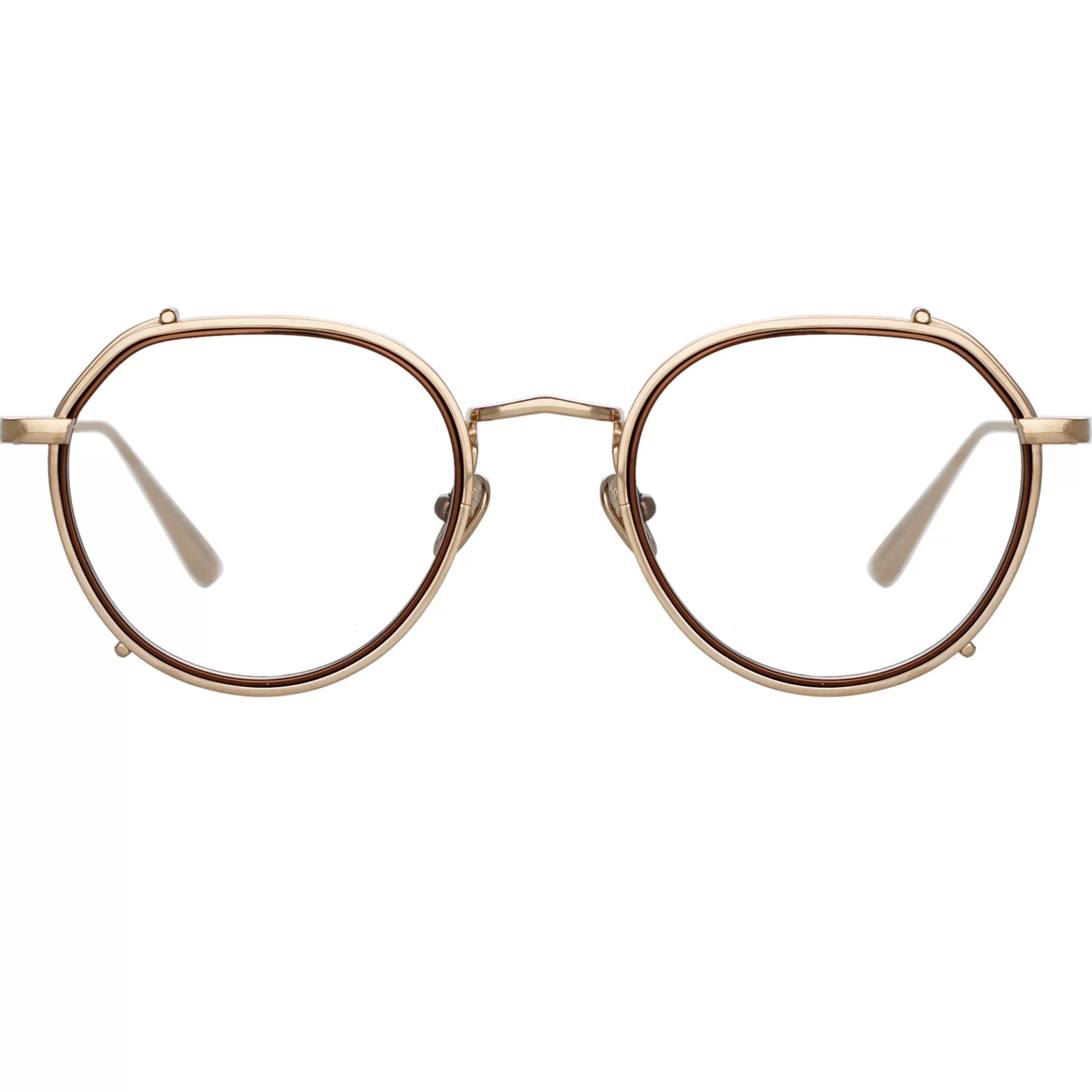 LINDA FARROW (U.K.) Falcon Angular Optical Frame in Light Gold