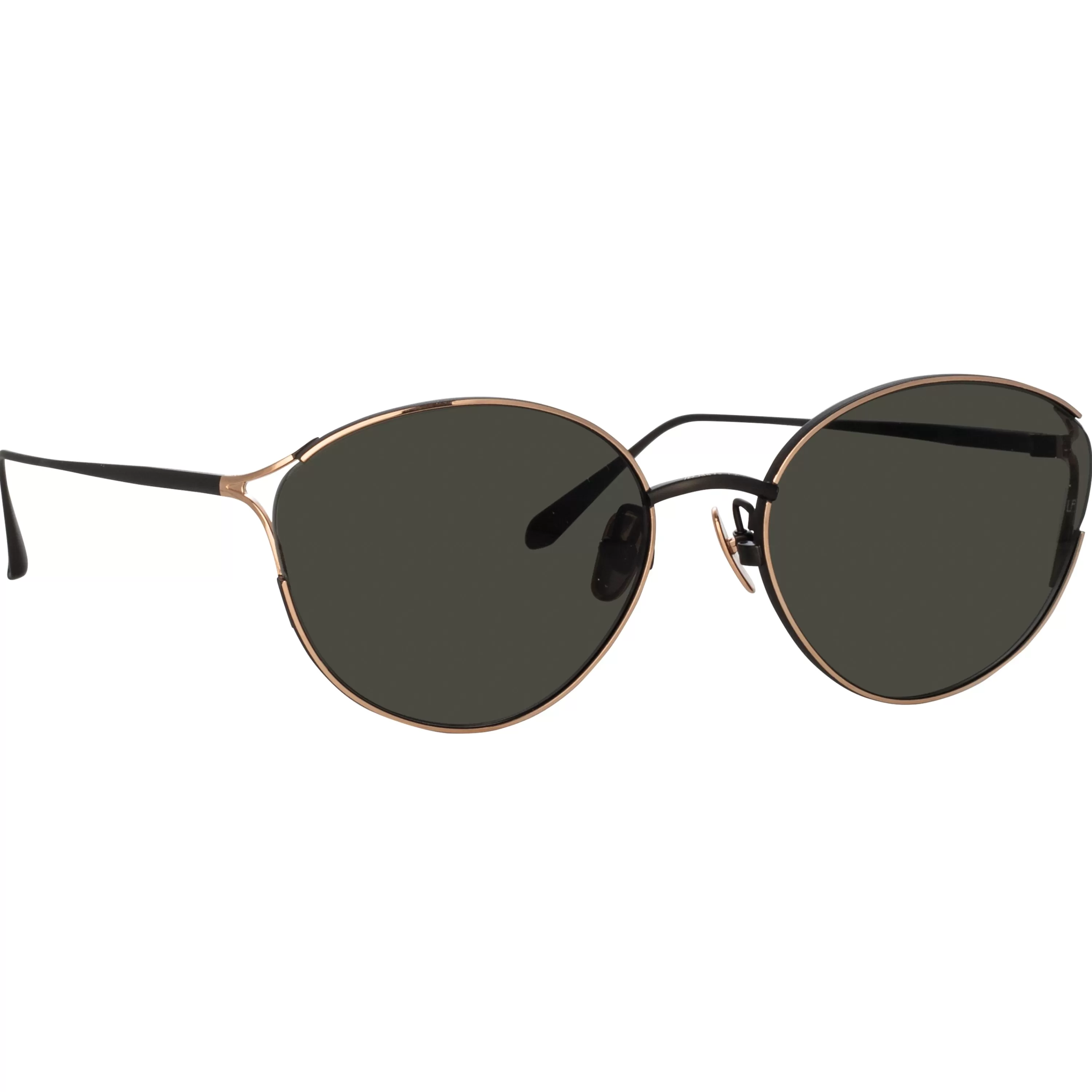 fielder_cat_eye_sunglasses_in_matt_nickel_2.webp Women LINDA FARROW (U.K.) Fielder Cat Eye Sunglasses in Matt Nickel